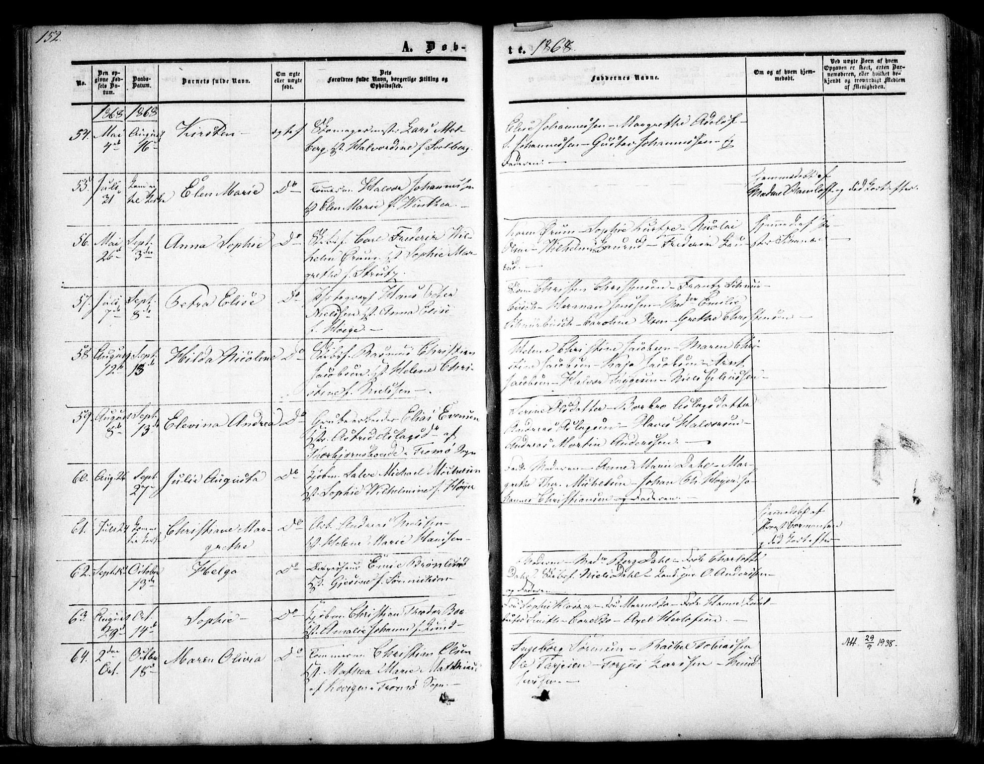 Arendal sokneprestkontor, Trefoldighet, AV/SAK-1111-0040/F/Fa/L0006: Ministerialbok nr. A 6, 1855-1868, s. 152