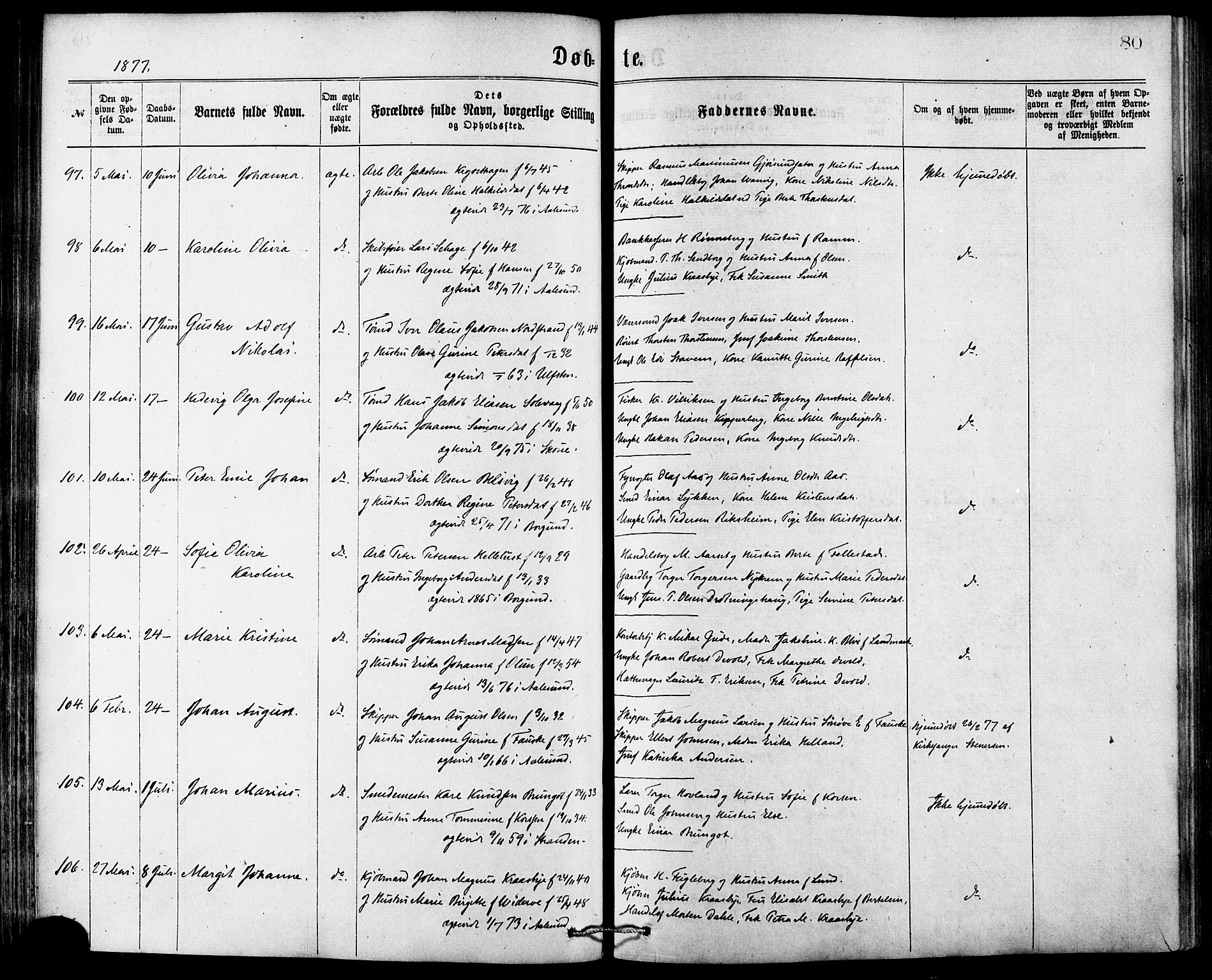 Ministerialprotokoller, klokkerbøker og fødselsregistre - Møre og Romsdal, AV/SAT-A-1454/529/L0453: Ministerialbok nr. 529A03, 1872-1877, s. 80