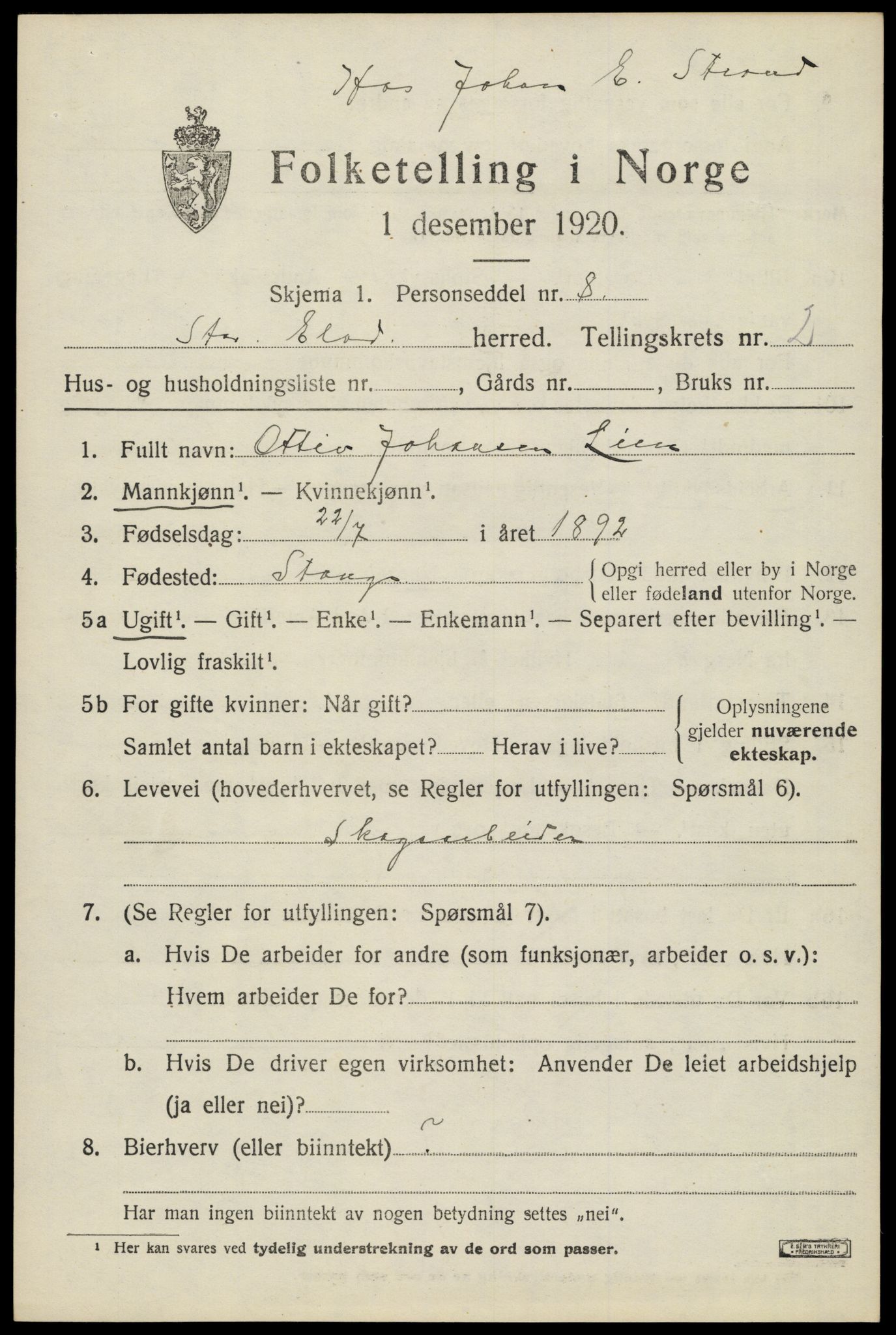 SAH, Folketelling 1920 for 0430 Stor-Elvdal herred, 1920, s. 2794