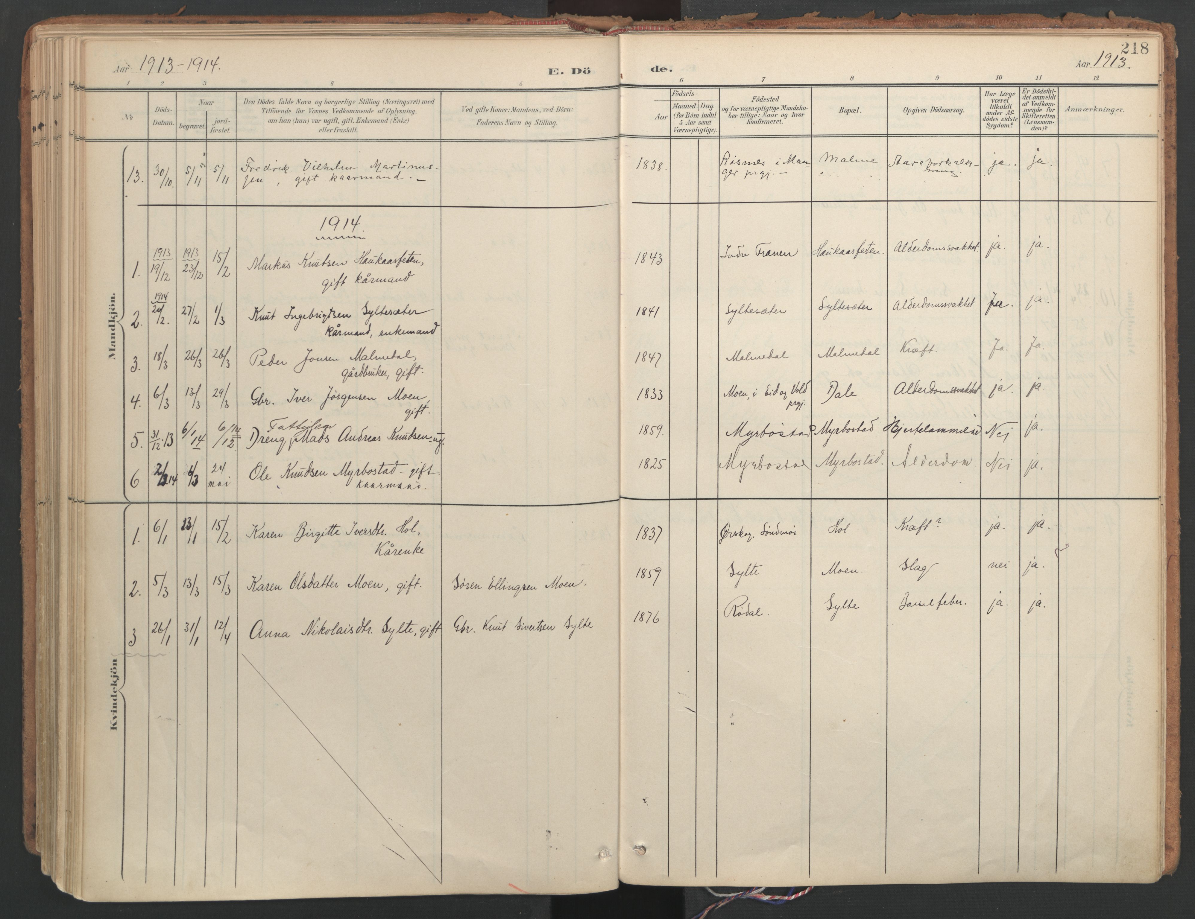 Ministerialprotokoller, klokkerbøker og fødselsregistre - Møre og Romsdal, AV/SAT-A-1454/564/L0741: Ministerialbok nr. 564A02, 1900-1976, s. 218