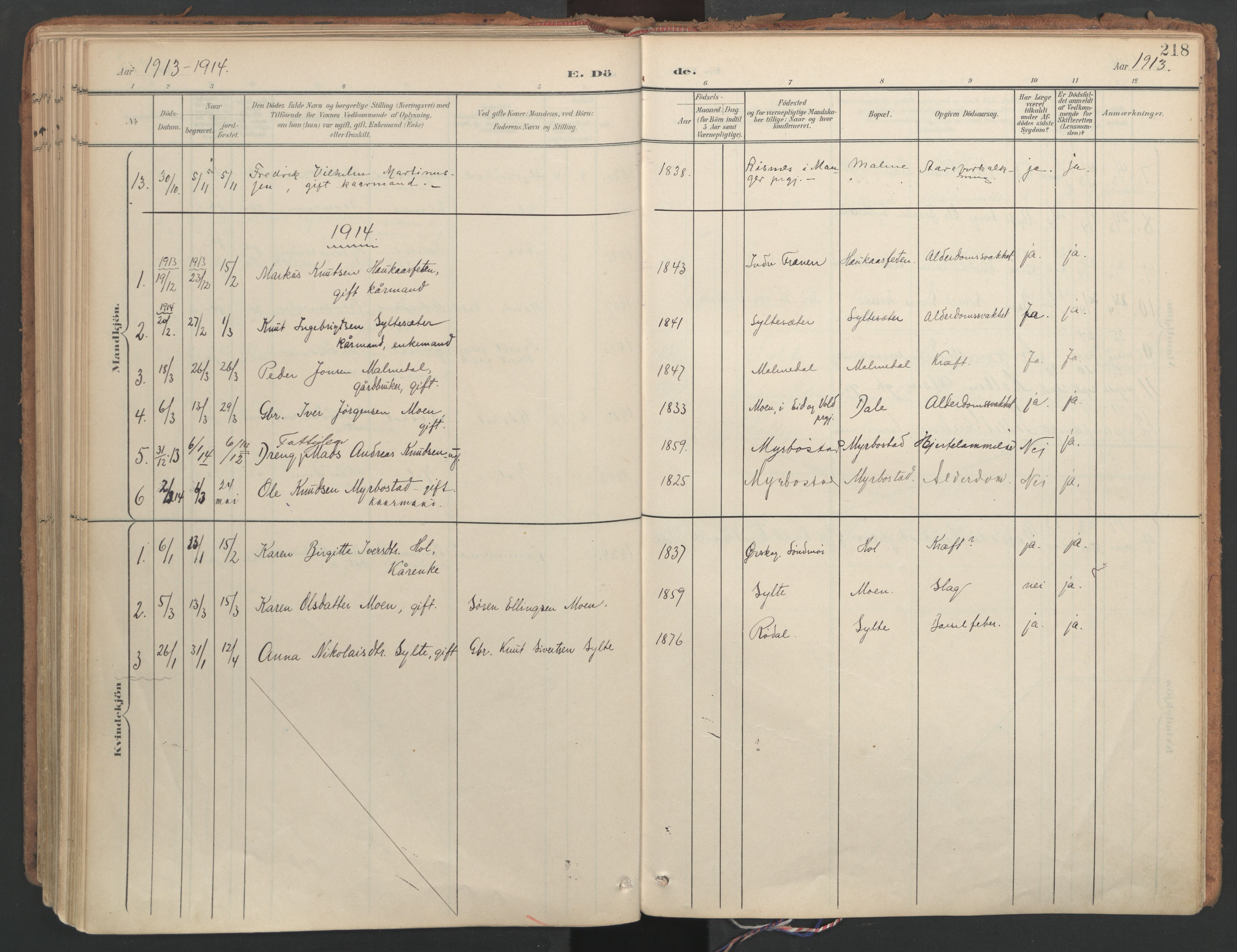 Ministerialprotokoller, klokkerbøker og fødselsregistre - Møre og Romsdal, SAT/A-1454/564/L0741: Ministerialbok nr. 564A02, 1900-1976, s. 218