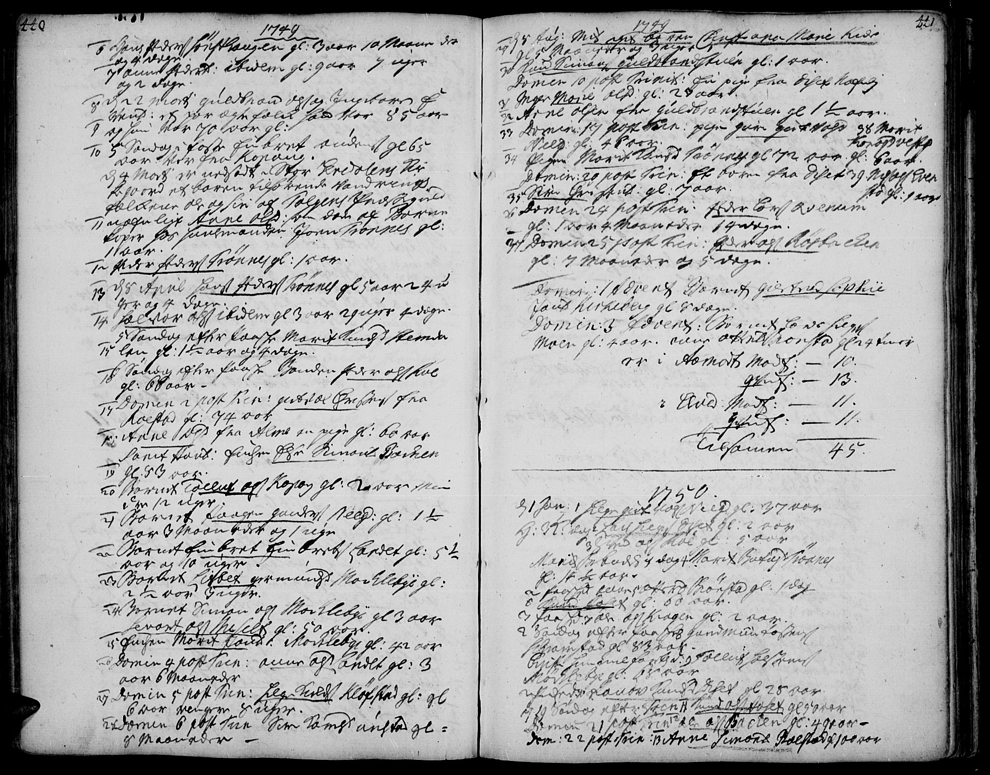 Åmot prestekontor, Hedmark, AV/SAH-PREST-056/H/Ha/Haa/L0002: Ministerialbok nr. 2, 1734-1779, s. 440-441