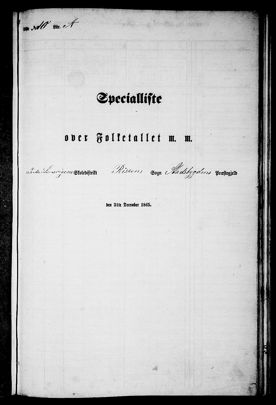 RA, Folketelling 1865 for 1625P Stadsbygd prestegjeld, 1865, s. 189