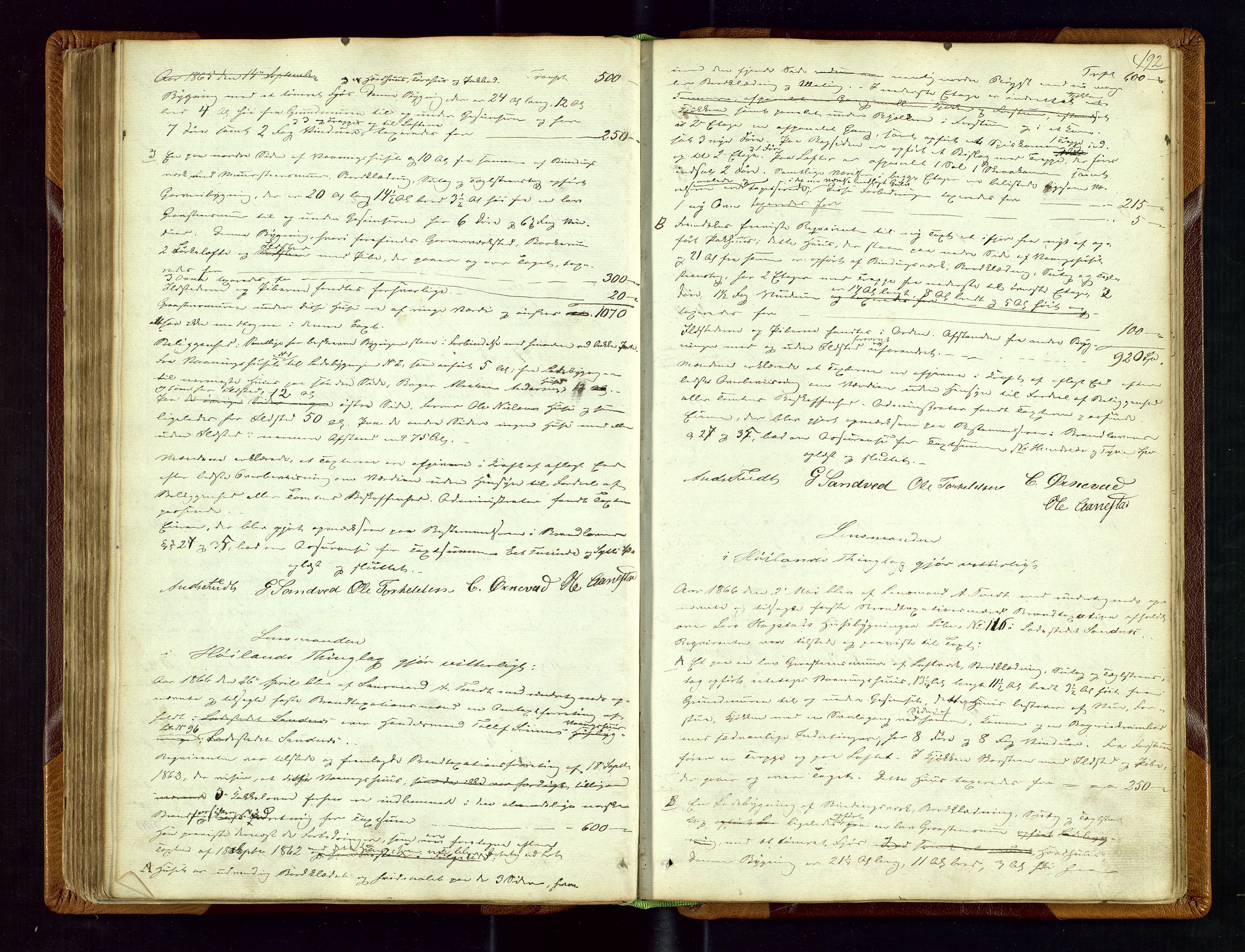 Høyland/Sandnes lensmannskontor, AV/SAST-A-100166/Goa/L0001: Takstprotokoll, 1846-1880, s. 191b-192a