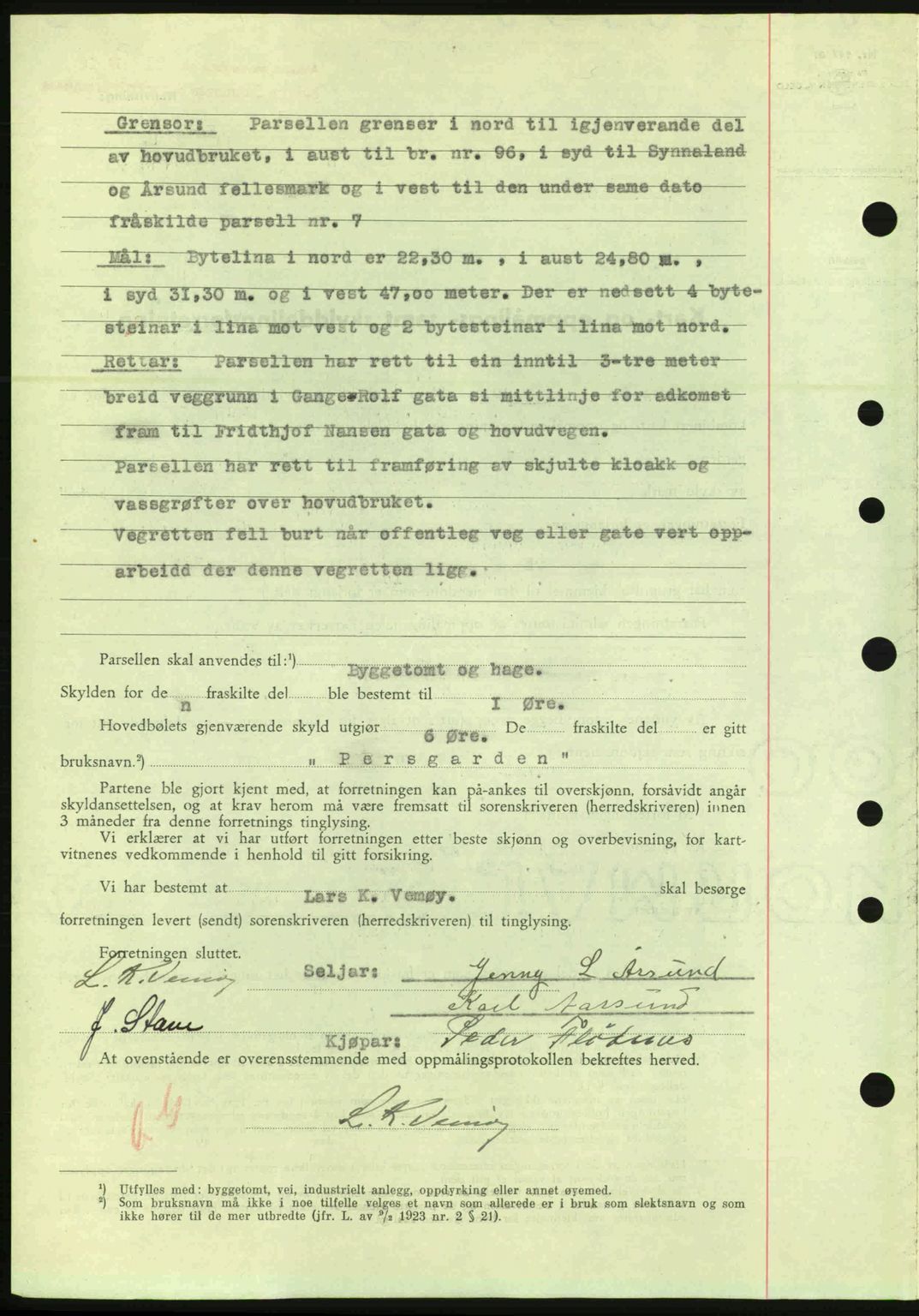 Nordre Sunnmøre sorenskriveri, AV/SAT-A-0006/1/2/2C/2Ca: Pantebok nr. A20a, 1945-1945, Dagboknr: 819/1945