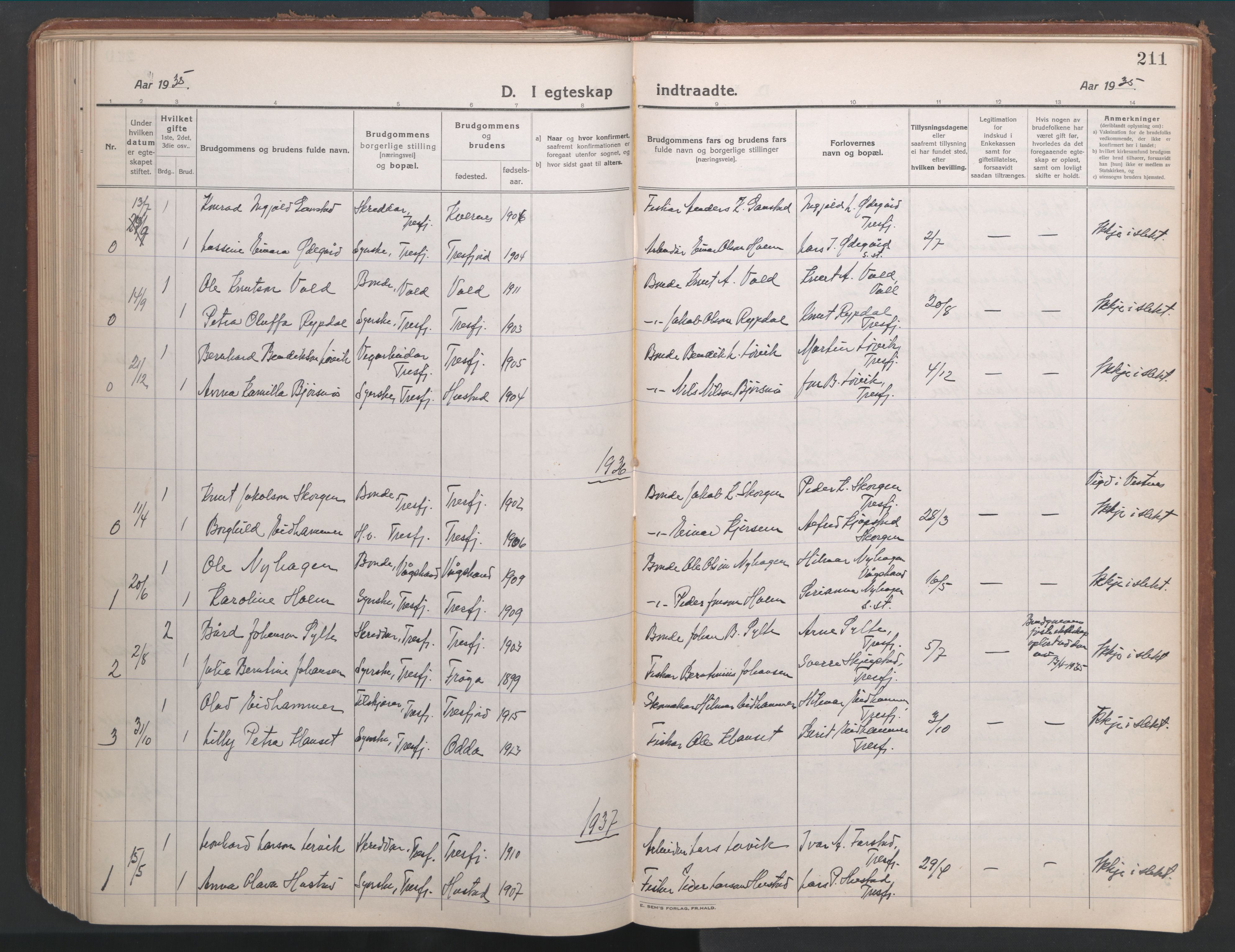 Ministerialprotokoller, klokkerbøker og fødselsregistre - Møre og Romsdal, AV/SAT-A-1454/541/L0548: Klokkerbok nr. 541C03, 1921-1960, s. 211