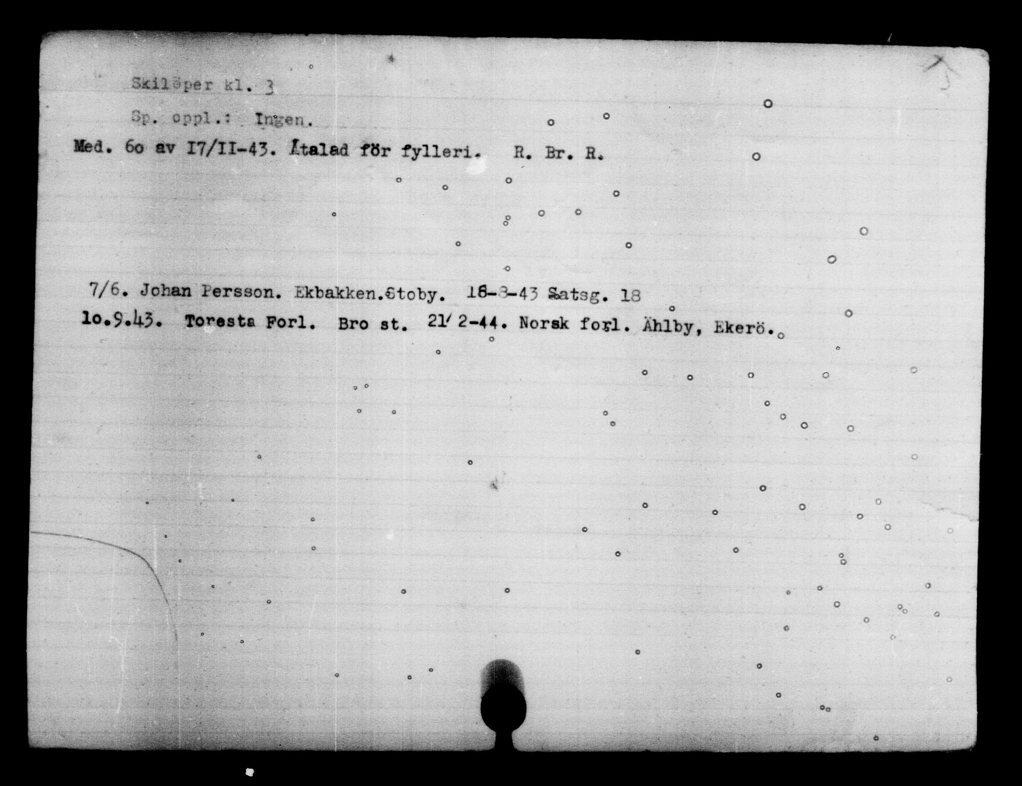 Den Kgl. Norske Legasjons Flyktningskontor, AV/RA-S-6753/V/Va/L0004: Kjesäterkartoteket.  Flyktningenr. 3496-6610, 1940-1945, s. 20