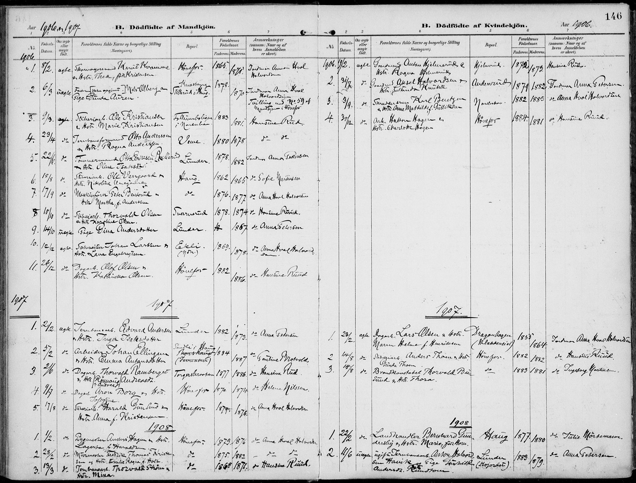 Norderhov kirkebøker, AV/SAKO-A-237/F/Fa/L0017: Ministerialbok nr. 17, 1903-1919, s. 146