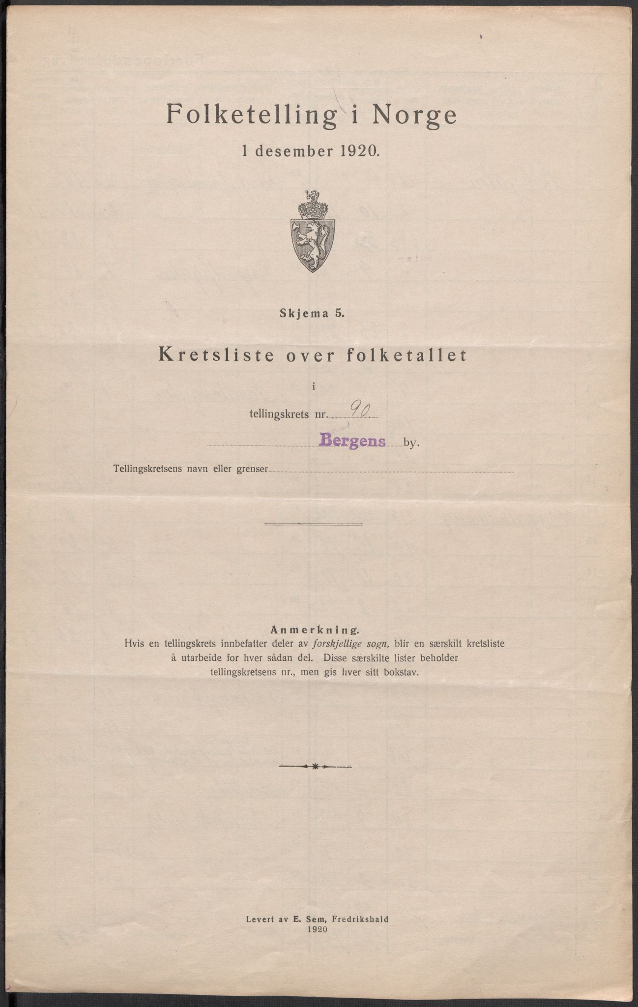 SAB, Folketelling 1920 for 1301 Bergen kjøpstad, 1920, s. 285