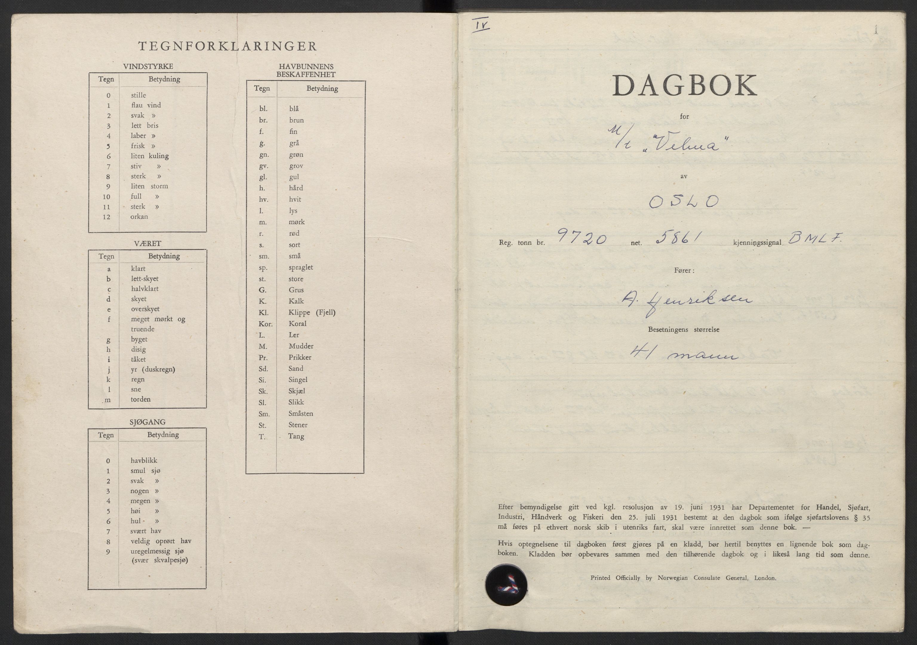 Nortraship, Skipsdagbøker, RA/S-2168/F/L0598/0008: Boknr. 2891 - 2900 / Boknr. 2898 Velma, 1943