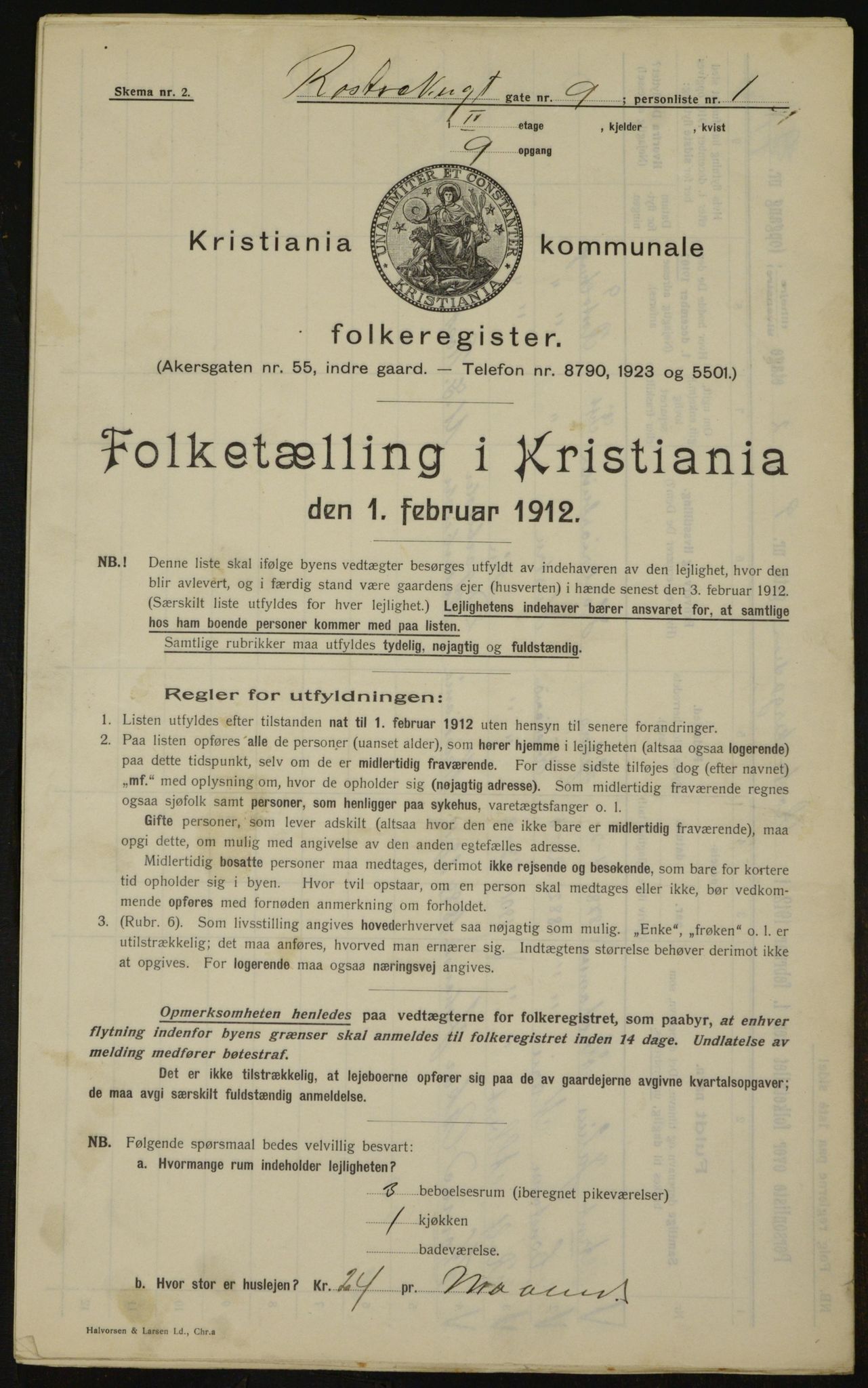 OBA, Kommunal folketelling 1.2.1912 for Kristiania, 1912, s. 84710