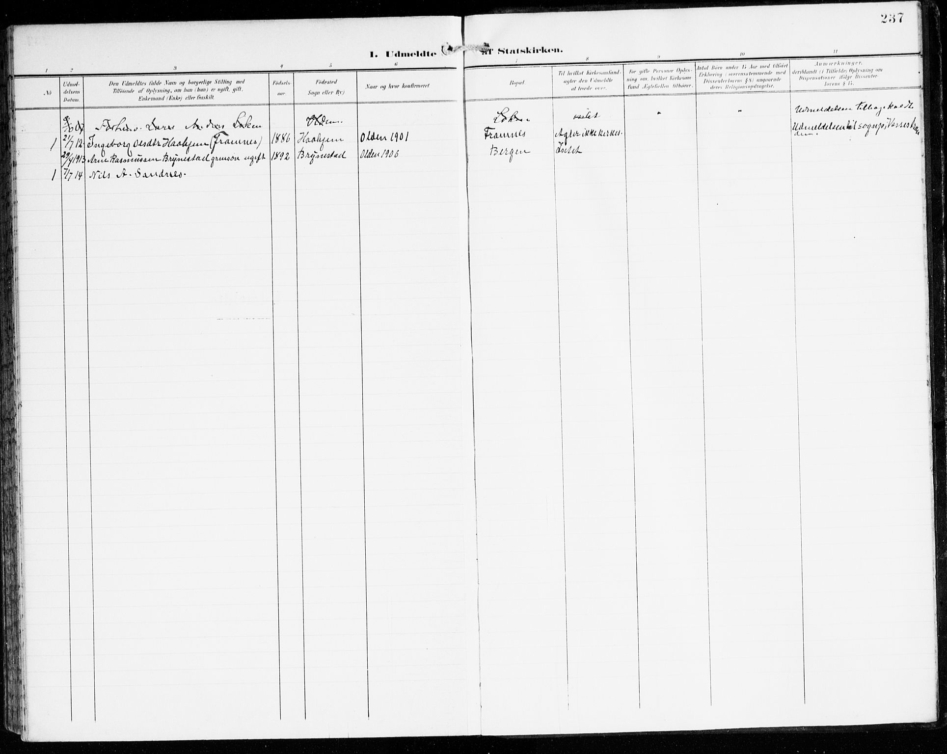 Innvik sokneprestembete, SAB/A-80501: Ministerialbok nr. C 2, 1900-1920, s. 237