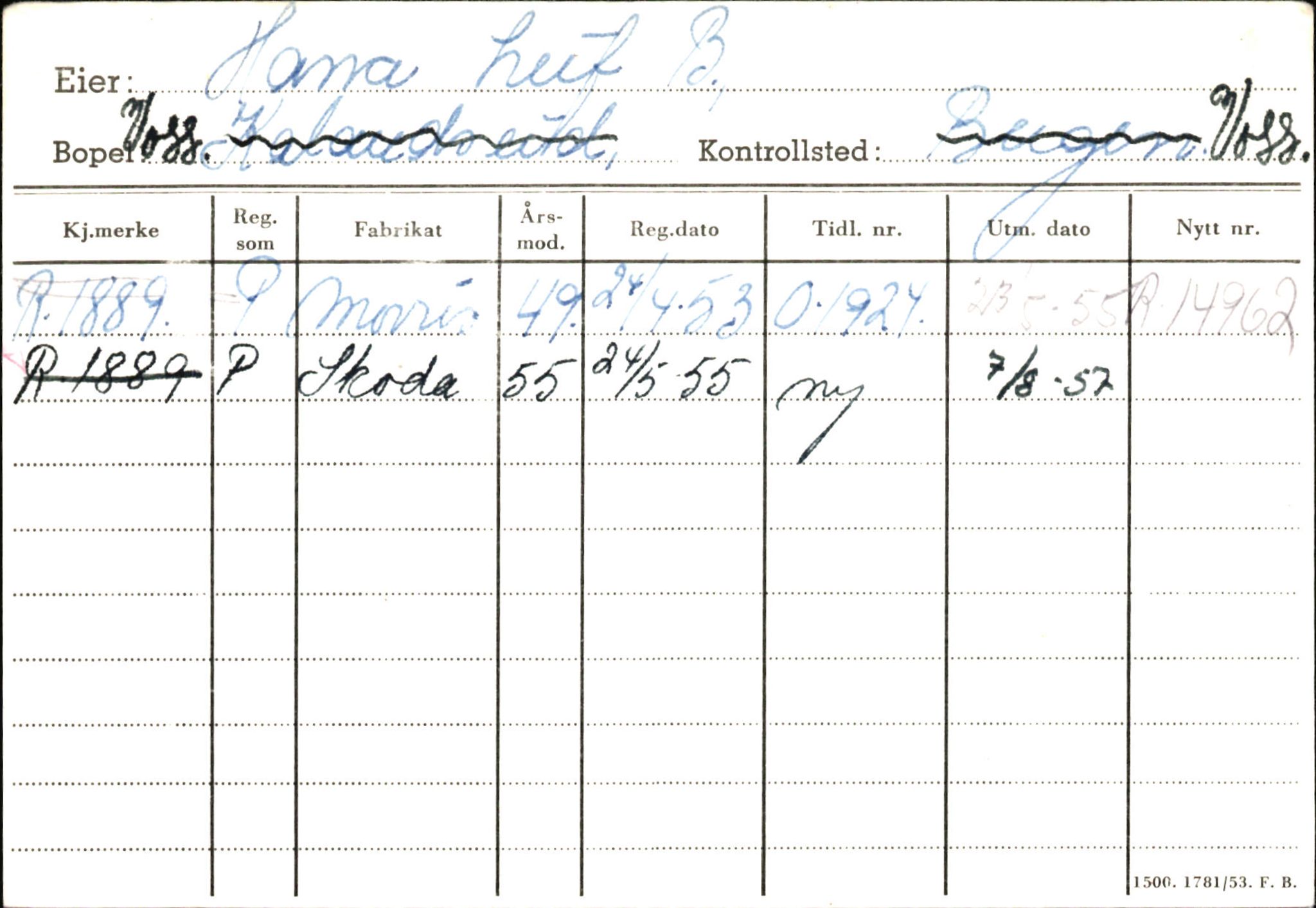 Statens vegvesen, Hordaland vegkontor, SAB/A-5201/2/Ha/L0018: R-eierkort H, 1920-1971, s. 701