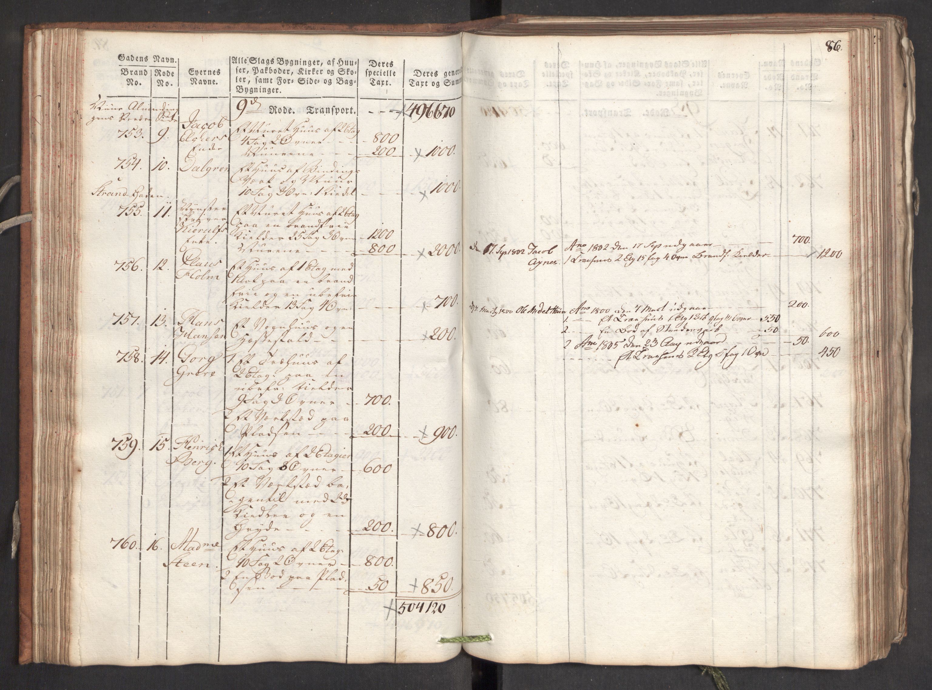Kommersekollegiet, Brannforsikringskontoret 1767-1814, AV/RA-EA-5458/F/Fa/L0006/0001: Bergen / Branntakstprotokoll, 1797, s. 85