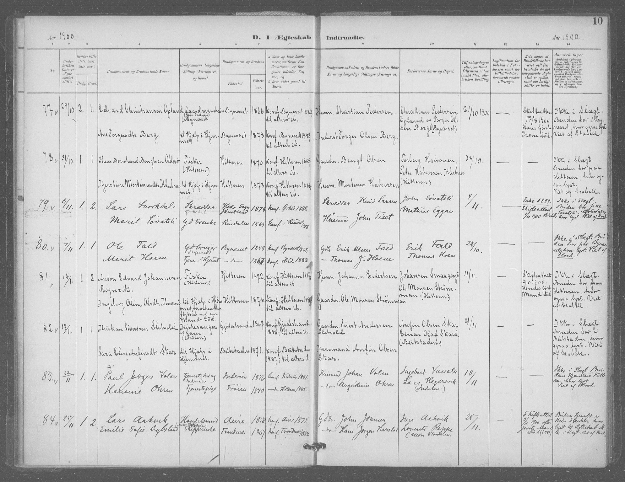 Ministerialprotokoller, klokkerbøker og fødselsregistre - Sør-Trøndelag, SAT/A-1456/601/L0077: Residerende kapellans bok nr. 601B10, 1900-1907, s. 10