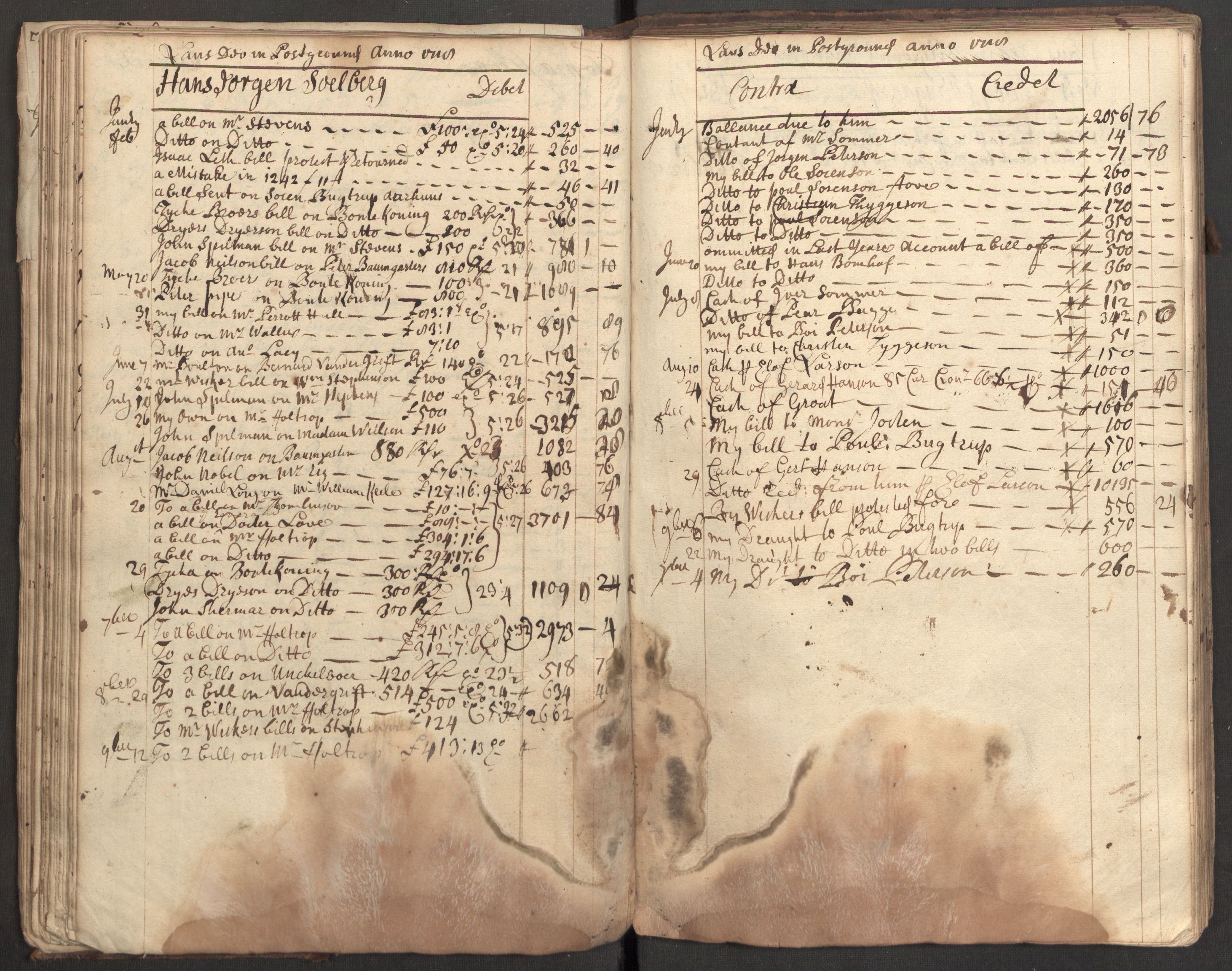 Bowman, James, RA/PA-0067/F/L0002/0001: Kontobok og skiftepapirer / James Bowmans kontobok, 1708-1728, s. 53