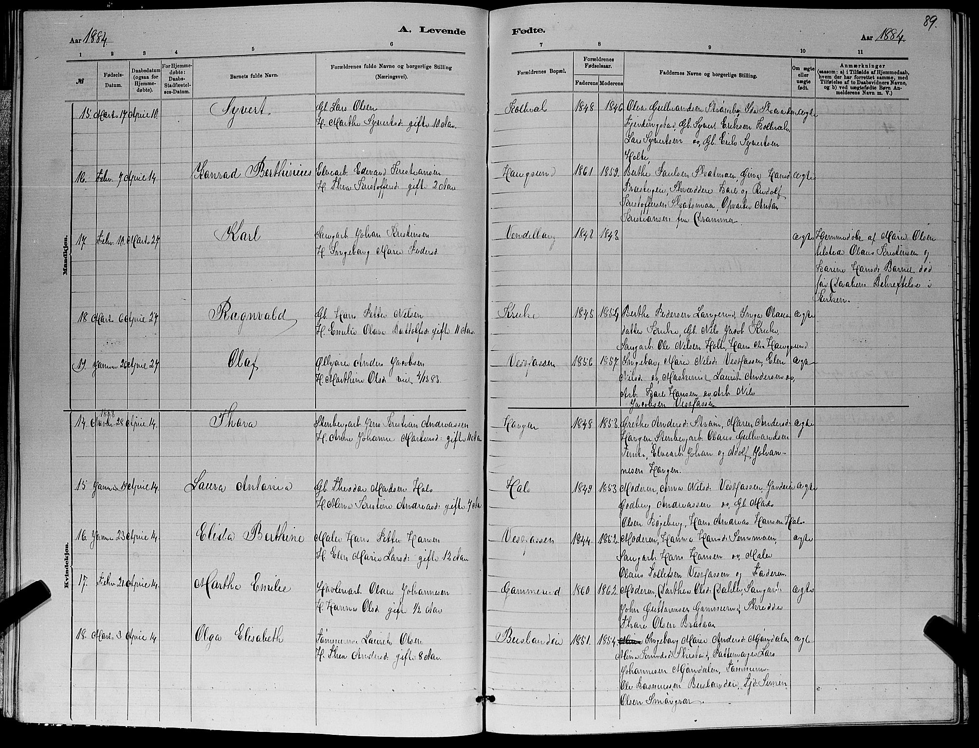 Eiker kirkebøker, AV/SAKO-A-4/G/Ga/L0005: Klokkerbok nr. I 5, 1878-1887, s. 89