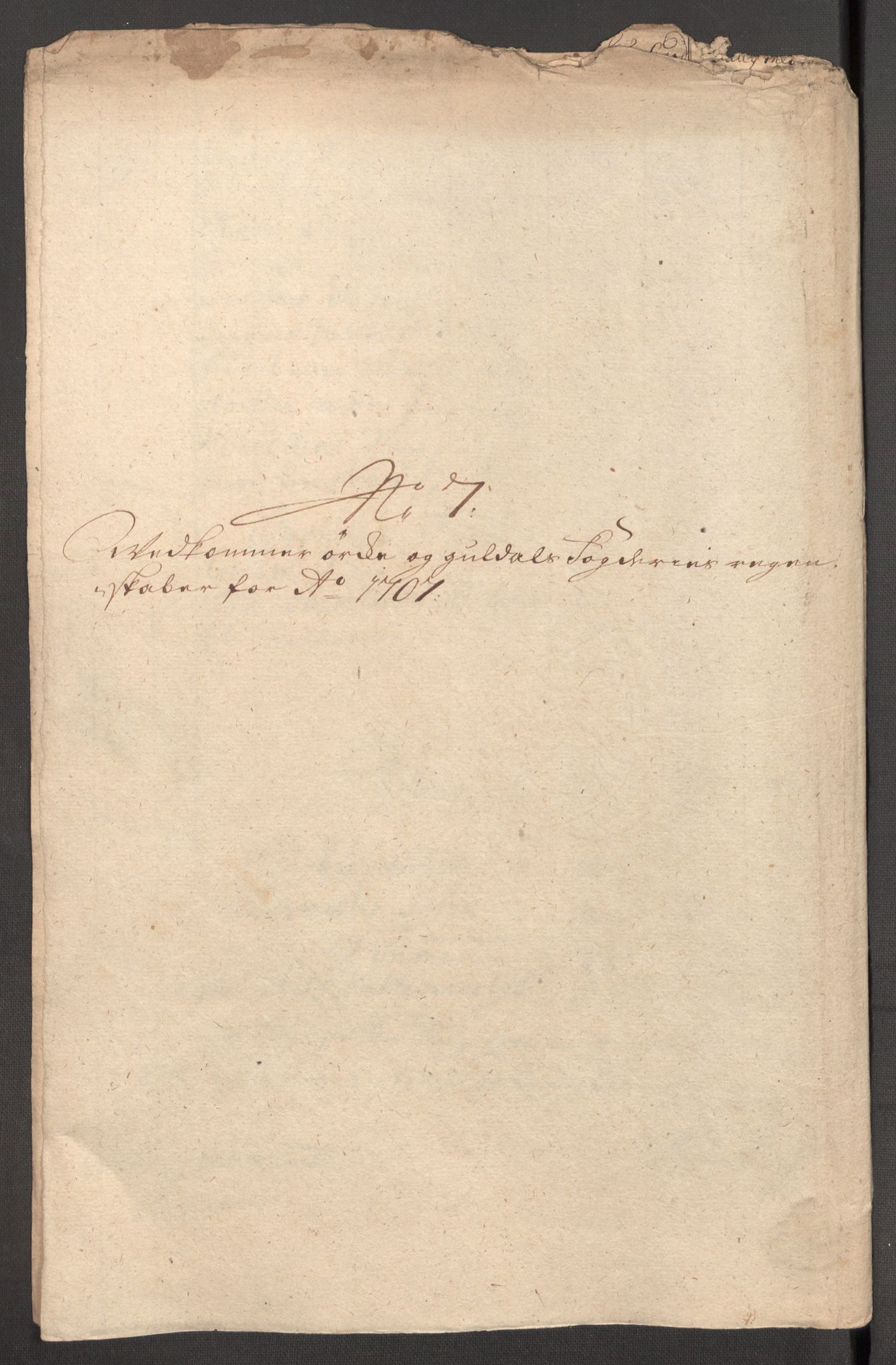 Rentekammeret inntil 1814, Reviderte regnskaper, Fogderegnskap, RA/EA-4092/R60/L3957: Fogderegnskap Orkdal og Gauldal, 1707, s. 208