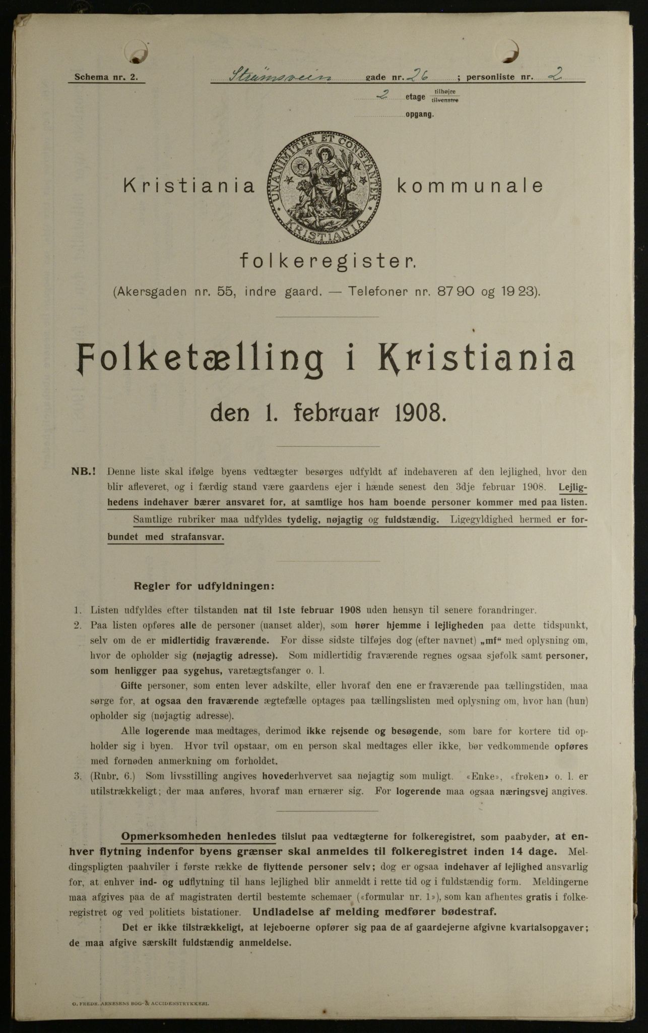 OBA, Kommunal folketelling 1.2.1908 for Kristiania kjøpstad, 1908, s. 93744