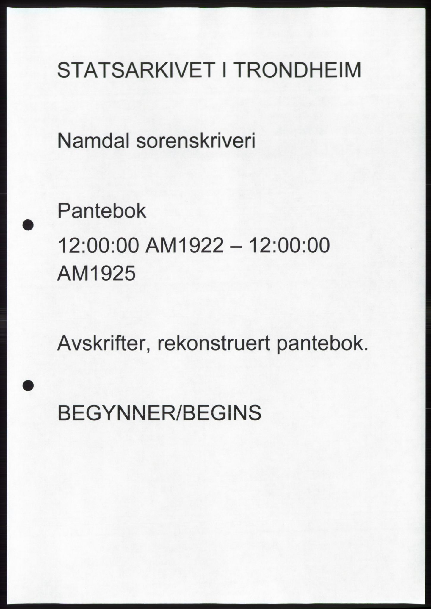 Namdal sorenskriveri, SAT/A-4133/1/2/2C: Pantebok nr. -, 1922-1925