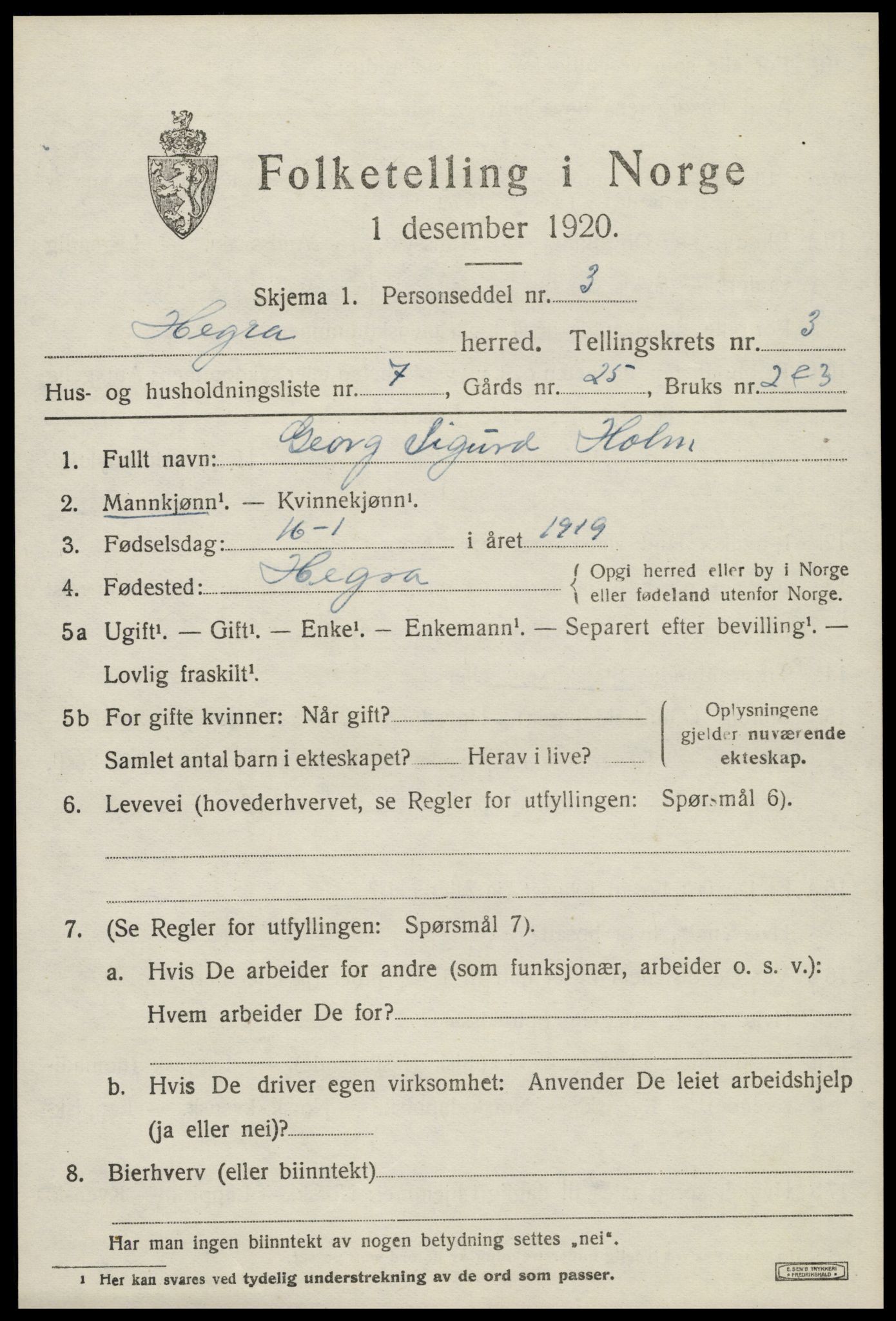 SAT, Folketelling 1920 for 1712 Hegra herred, 1920, s. 2450