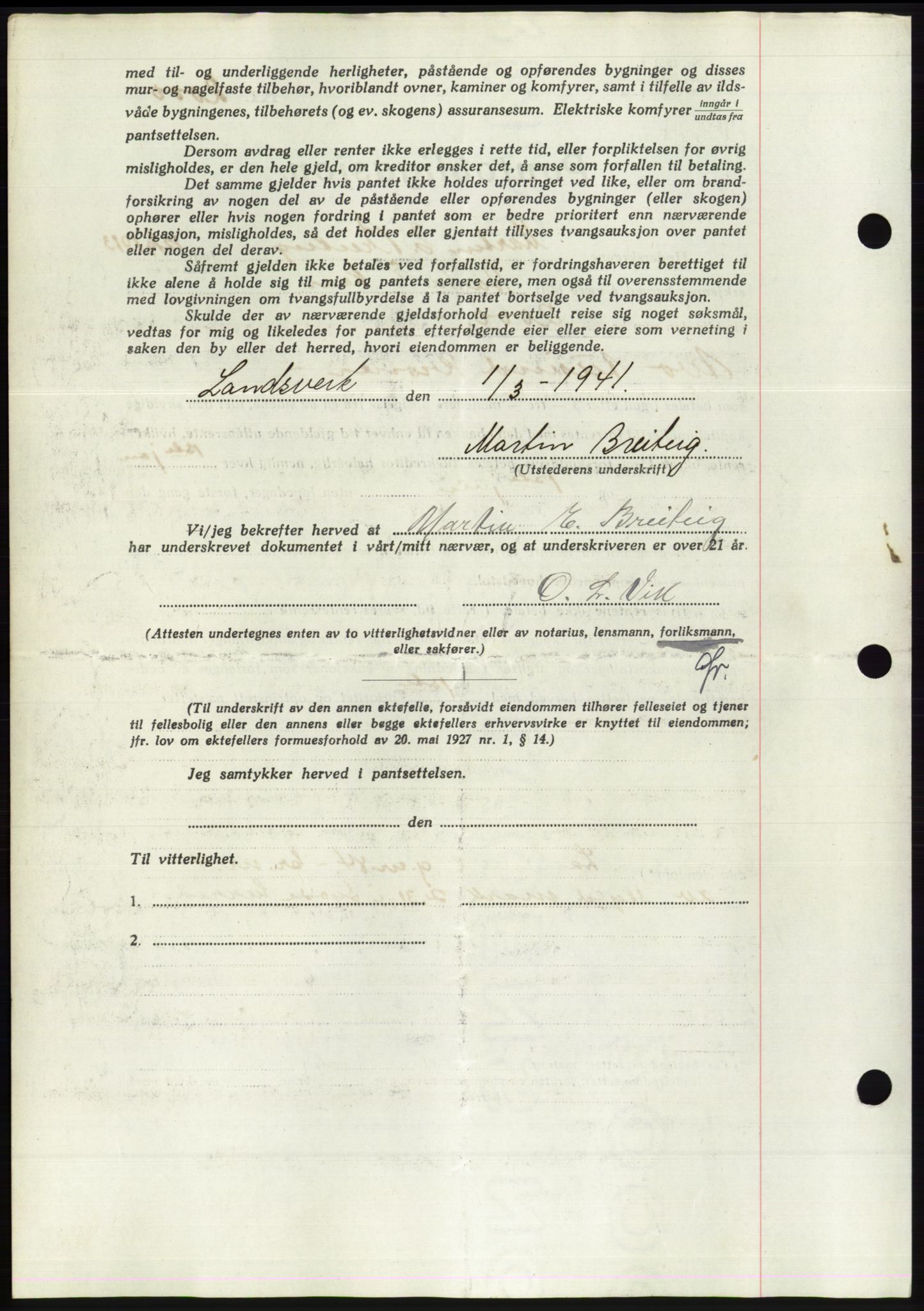 Søre Sunnmøre sorenskriveri, AV/SAT-A-4122/1/2/2C/L0071: Pantebok nr. 65, 1941-1941, Dagboknr: 210/1941