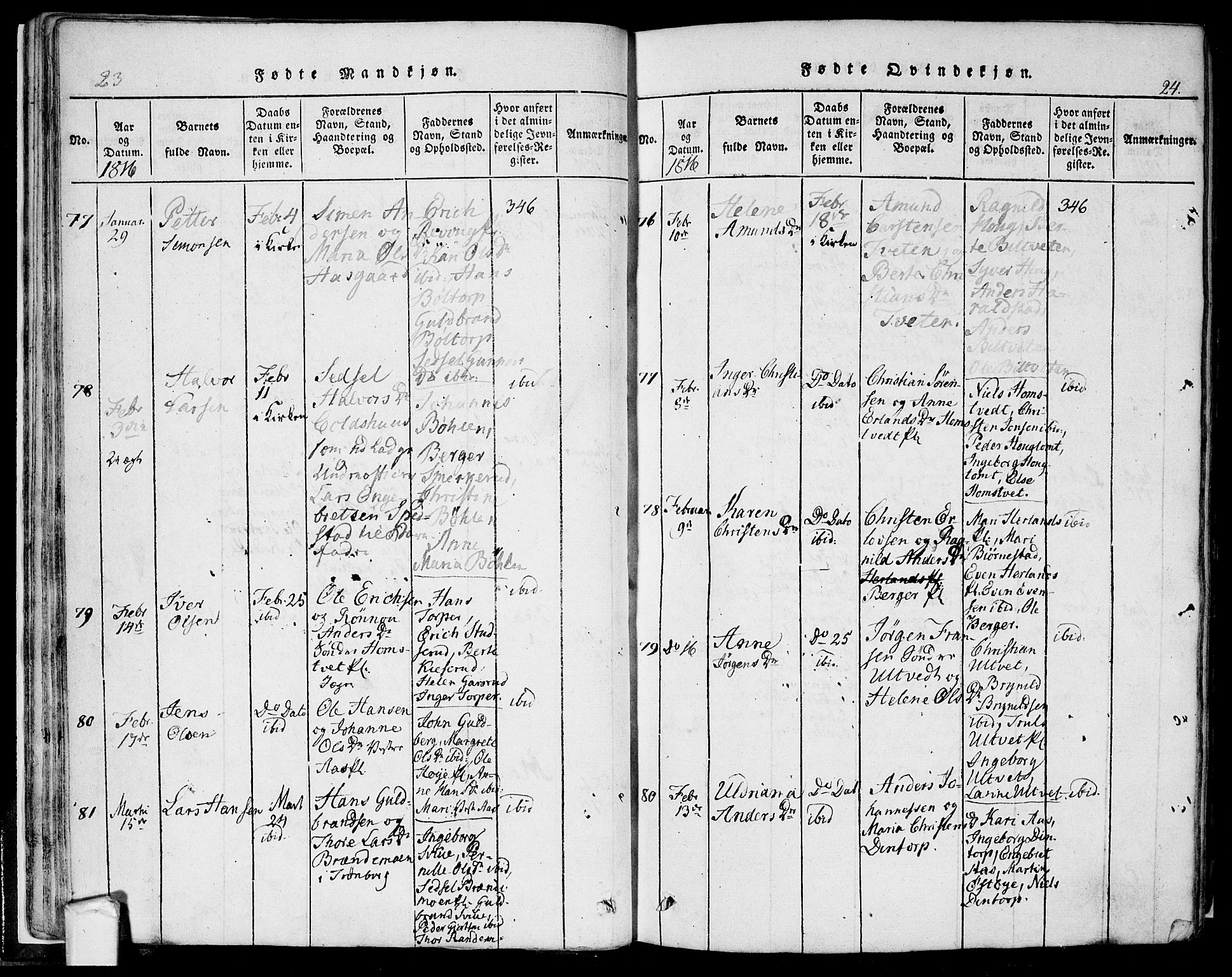 Eidsberg prestekontor Kirkebøker, SAO/A-10905/F/Fa/L0007: Ministerialbok nr. I 7, 1814-1832, s. 24