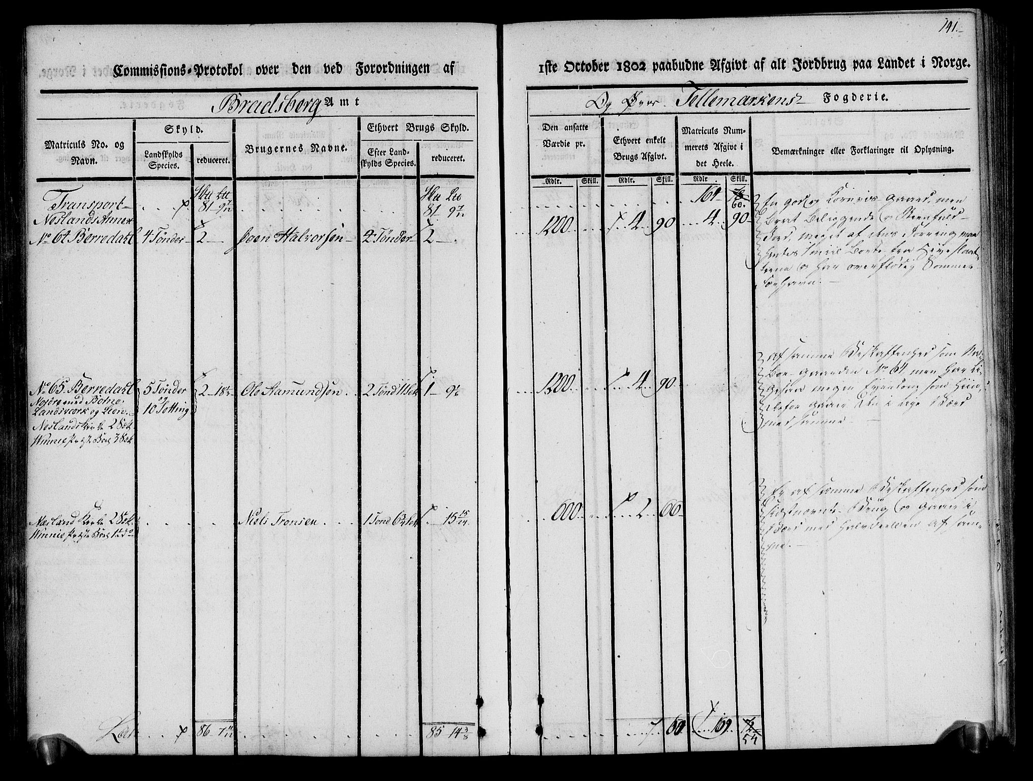 Rentekammeret inntil 1814, Realistisk ordnet avdeling, AV/RA-EA-4070/N/Ne/Nea/L0075: Øvre Telemarken fogderi. Kommisjonsprotokoll for fogderiets vestre del - Kviteseid, Vinje, Moland [):Fyresdal] og Lårdal prestegjeld., 1803, s. 142