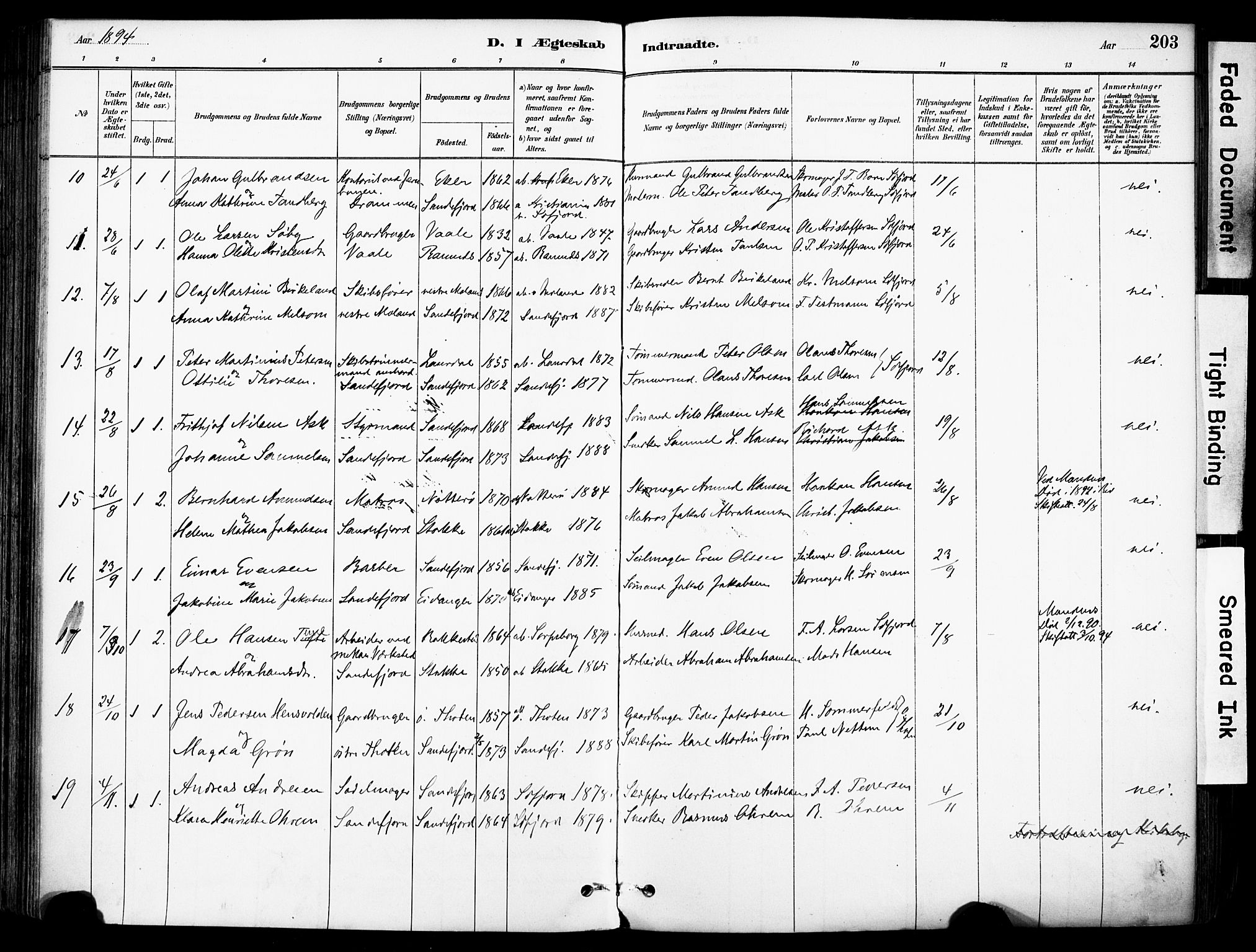 Sandefjord kirkebøker, AV/SAKO-A-315/F/Fa/L0002: Ministerialbok nr. 2, 1880-1894, s. 203