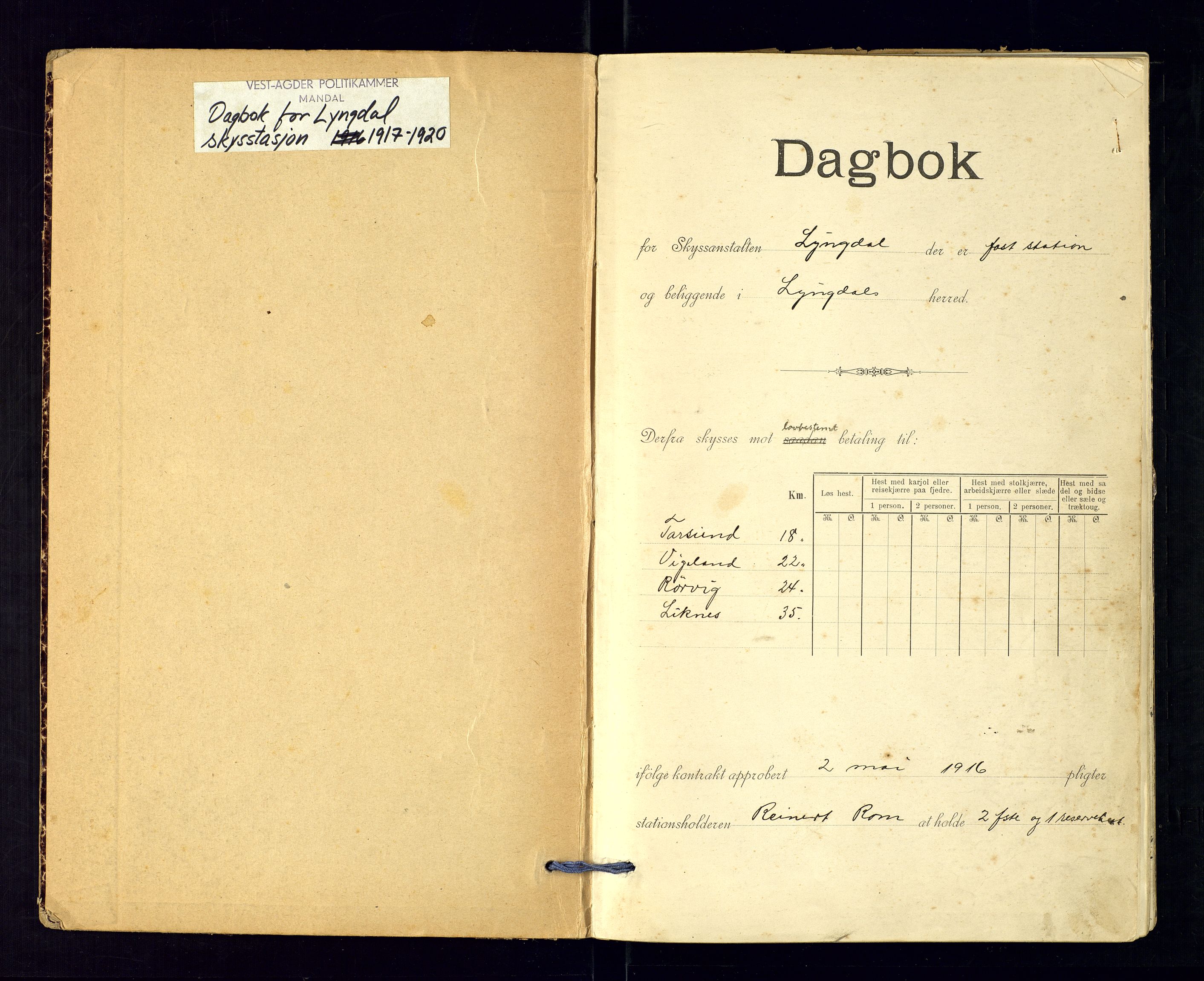 Vest-Agder politikammer, SAK/1243-0008/K/Ka/L0084: Passprotokoll, 1918-1920