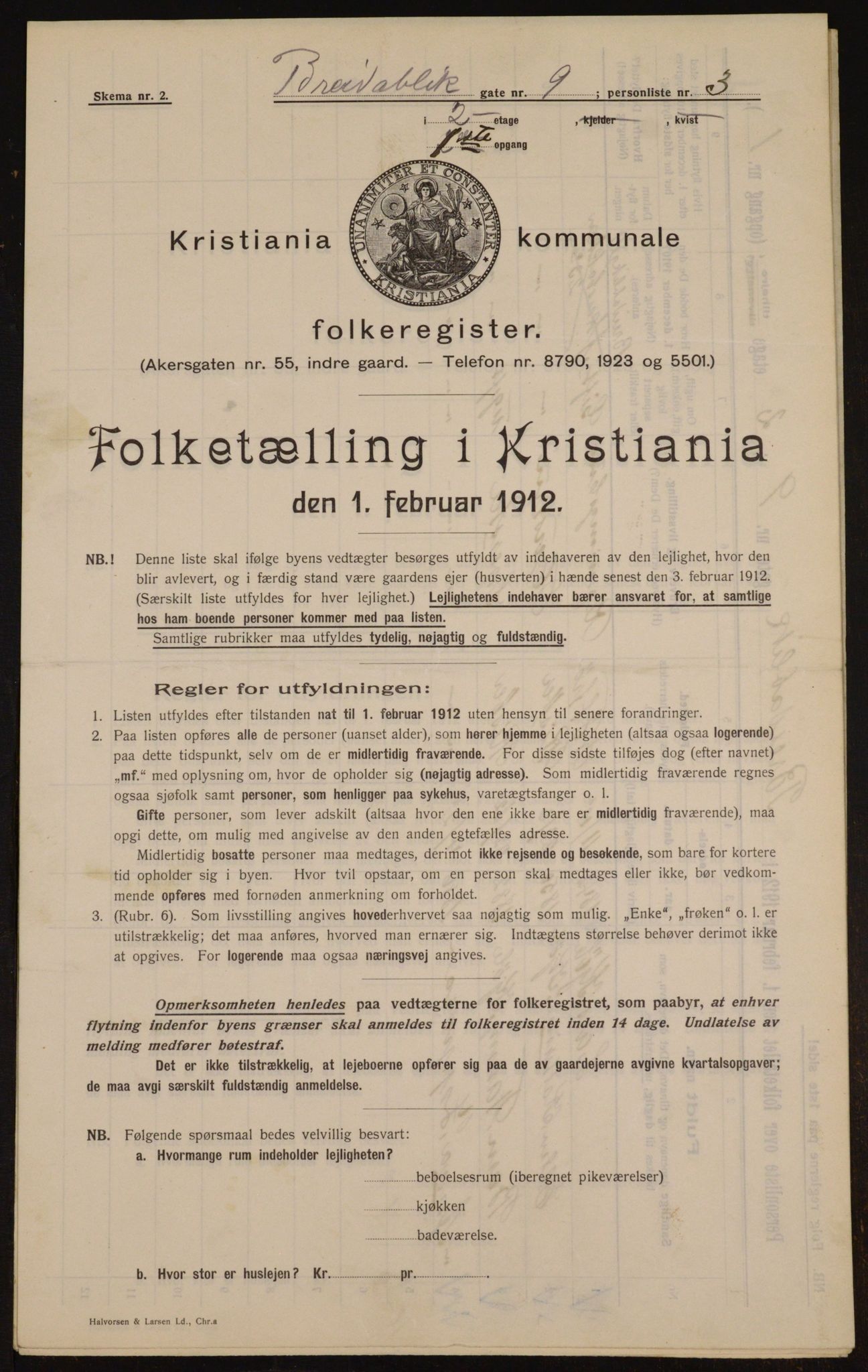 OBA, Kommunal folketelling 1.2.1912 for Kristiania, 1912, s. 7989