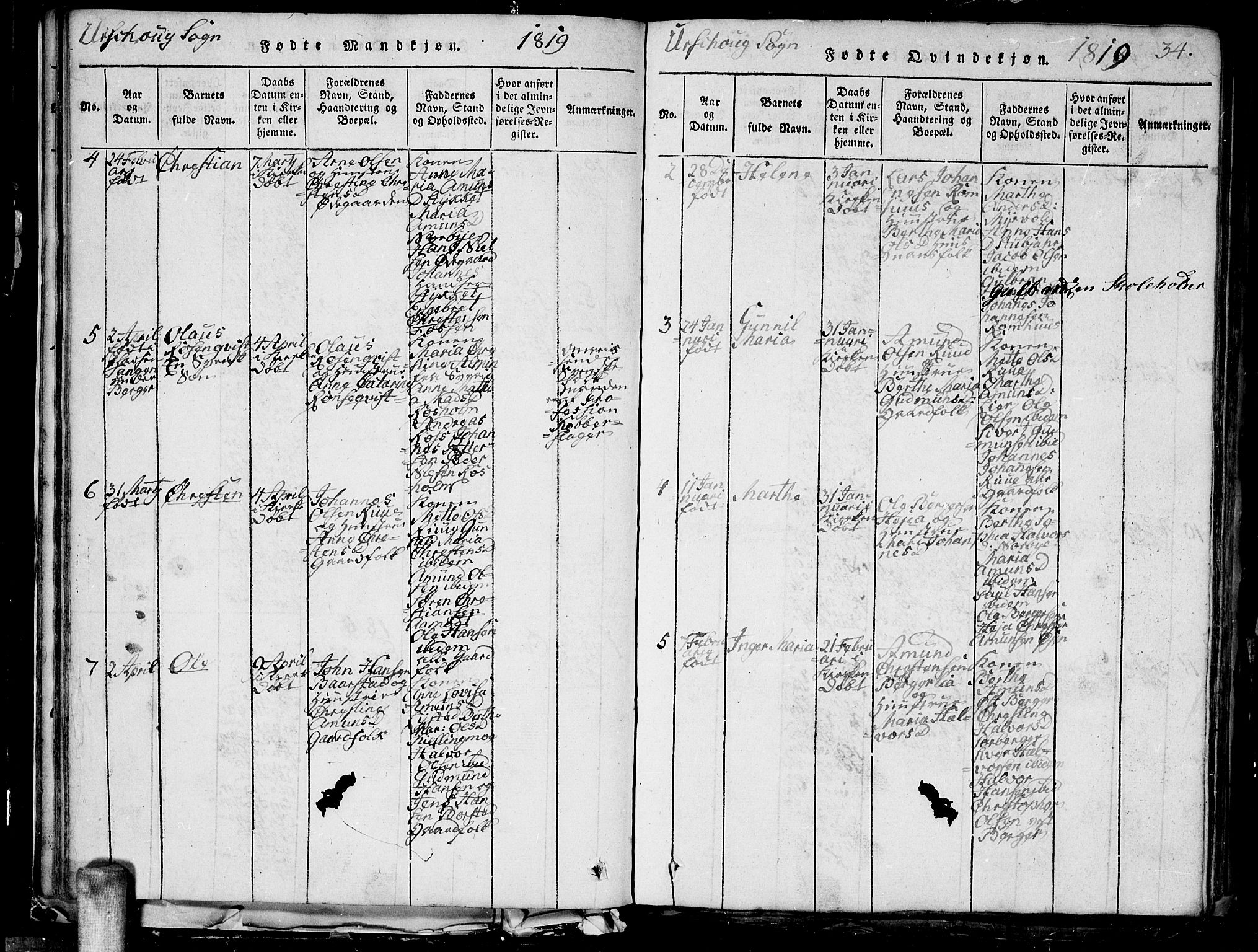 Aurskog prestekontor Kirkebøker, AV/SAO-A-10304a/G/Ga/L0001: Klokkerbok nr. I 1, 1814-1829, s. 34