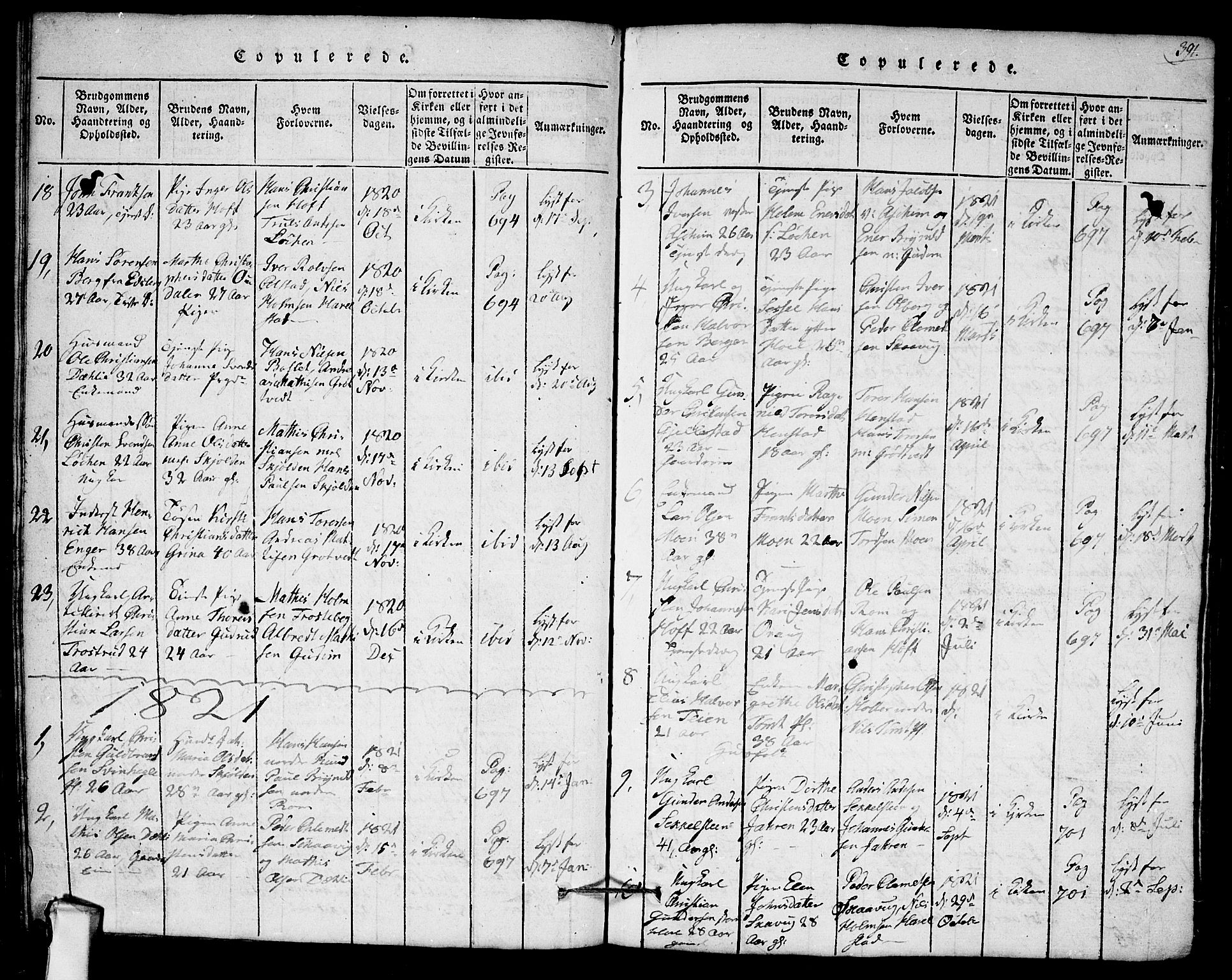 Askim prestekontor Kirkebøker, AV/SAO-A-10900/G/Ga/L0001: Klokkerbok nr. 1, 1817-1846, s. 390-391