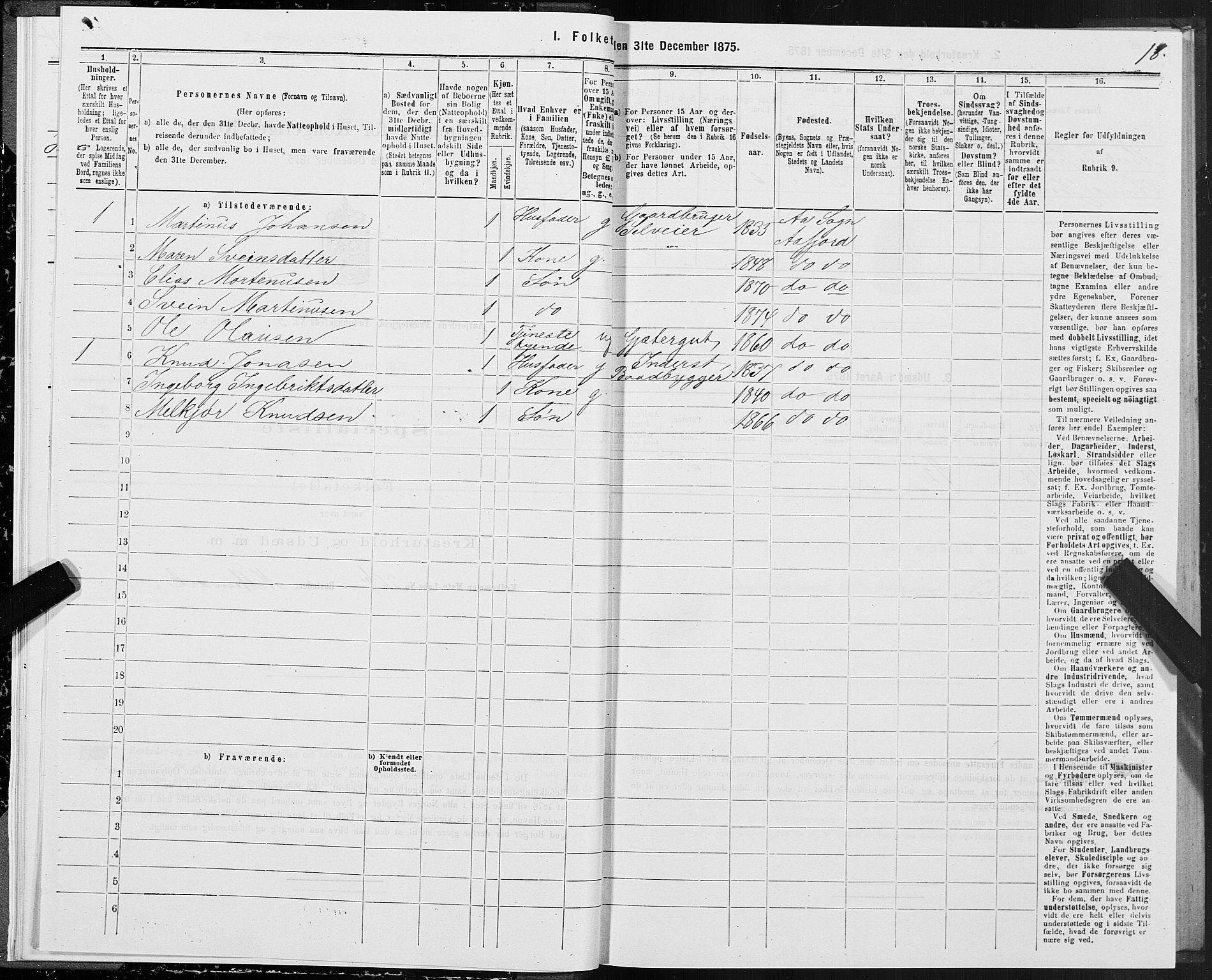 SAT, Folketelling 1875 for 1630P Aafjorden prestegjeld, 1875, s. 3018