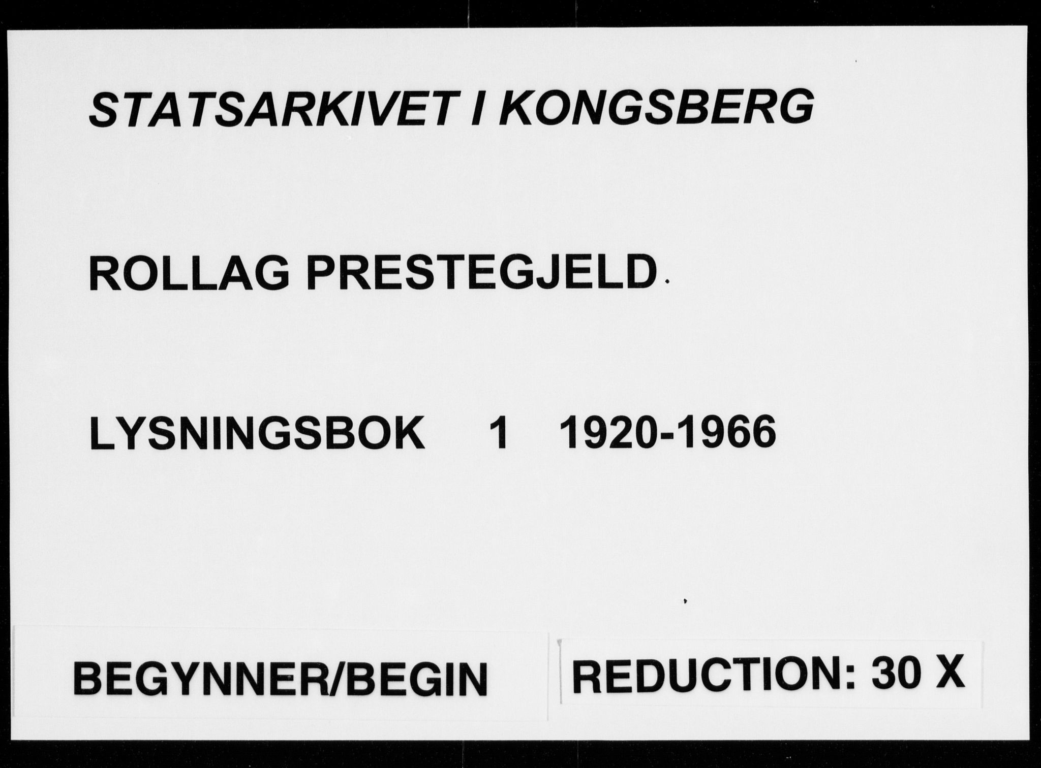 Rollag kirkebøker, SAKO/A-240/H/Ha/L0001: Lysningsprotokoll nr. 1, 1920-1966