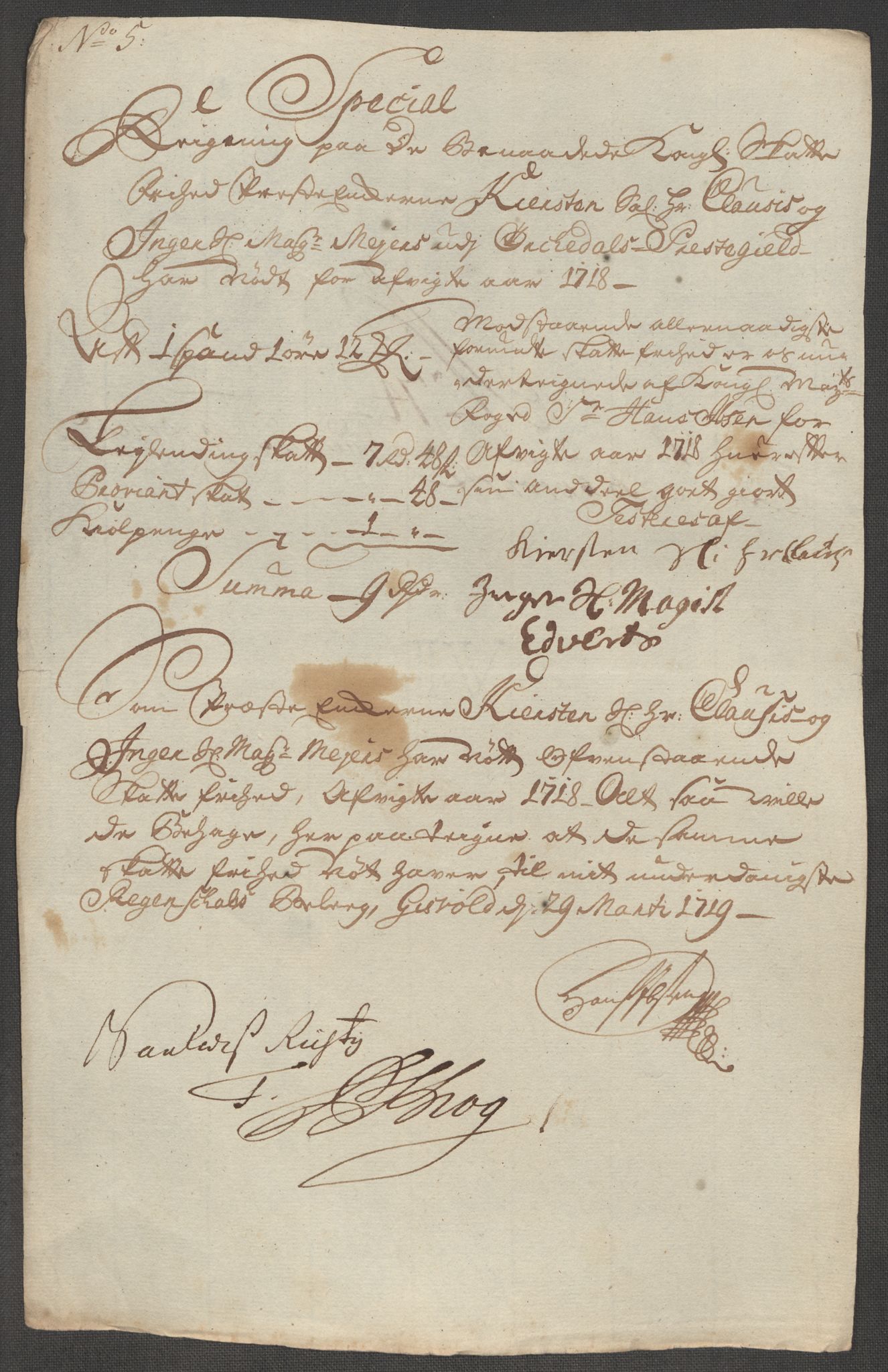 Rentekammeret inntil 1814, Reviderte regnskaper, Fogderegnskap, AV/RA-EA-4092/R60/L3972: Fogderegnskap Orkdal og Gauldal, 1718, s. 159
