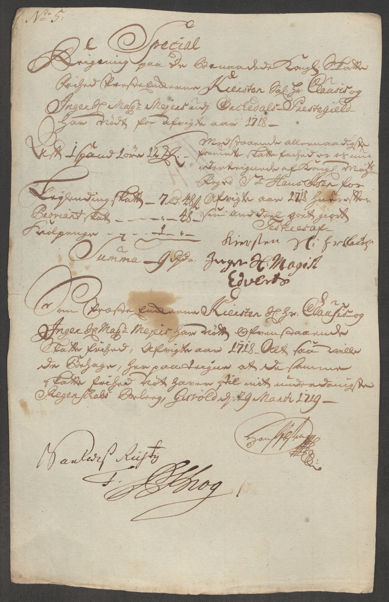 Rentekammeret inntil 1814, Reviderte regnskaper, Fogderegnskap, RA/EA-4092/R60/L3972: Fogderegnskap Orkdal og Gauldal, 1718, s. 159