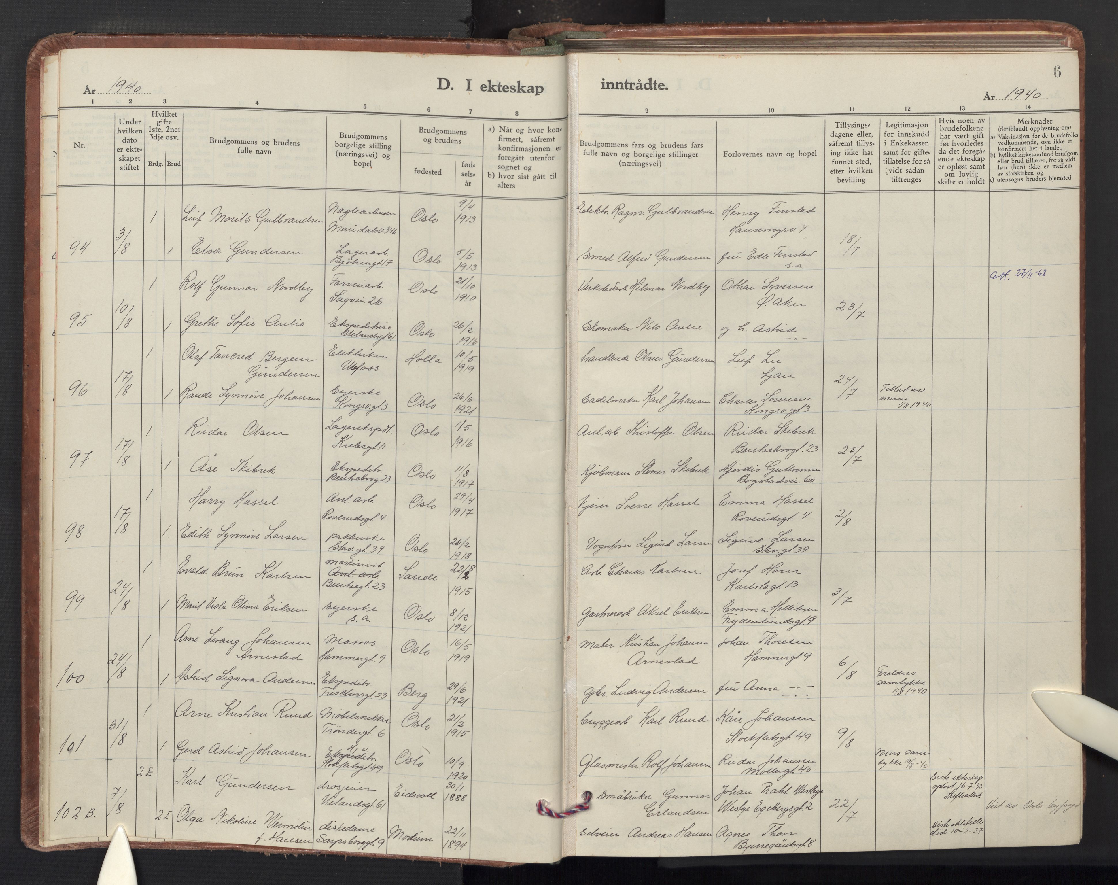 Sagene prestekontor Kirkebøker, AV/SAO-A-10796/F/L0019: Ministerialbok nr. 19, 1939-1954, s. 6