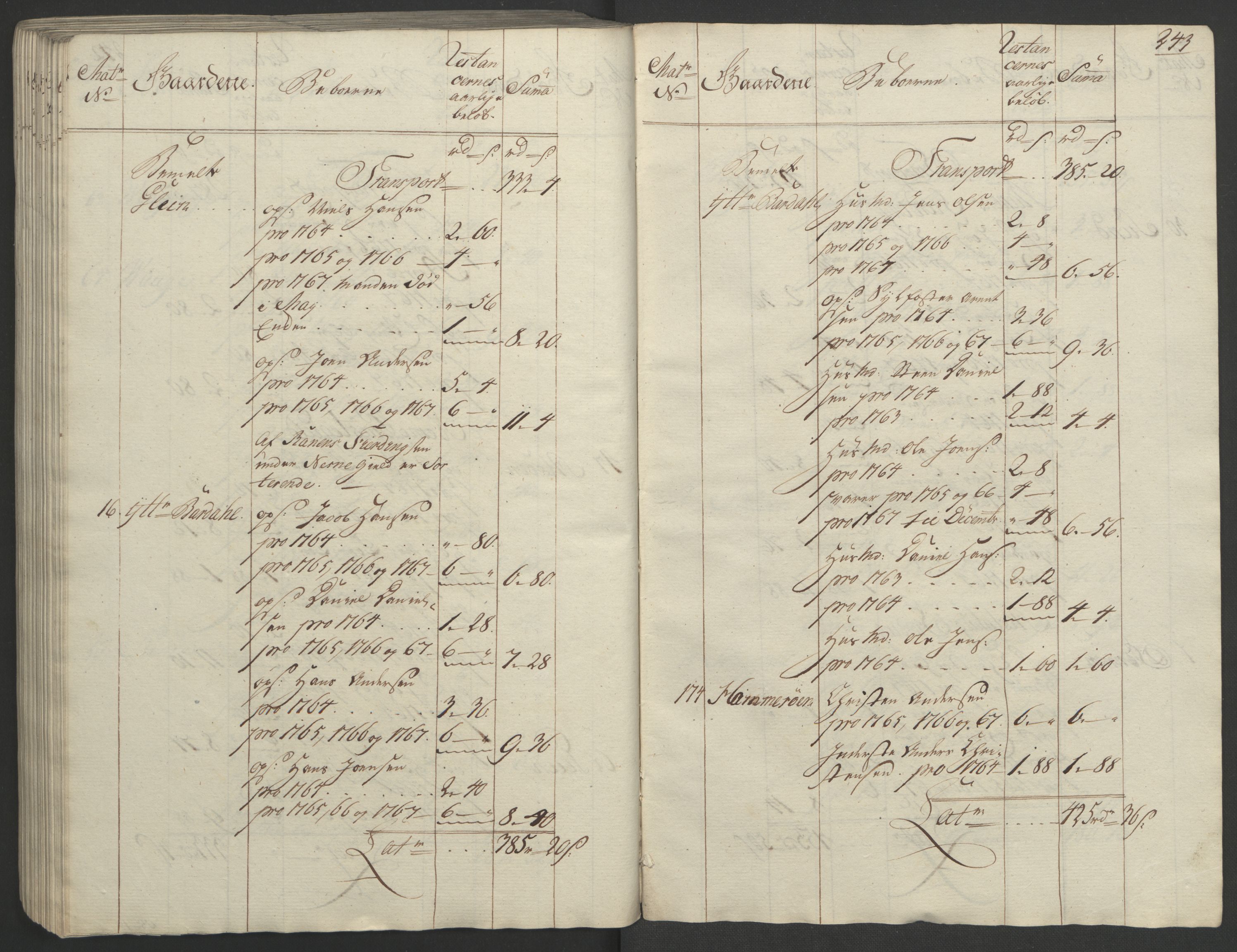 Rentekammeret inntil 1814, Realistisk ordnet avdeling, RA/EA-4070/Ol/L0023: [Gg 10]: Ekstraskatten, 23.09.1762. Helgeland (restanseregister), 1767-1772, s. 239