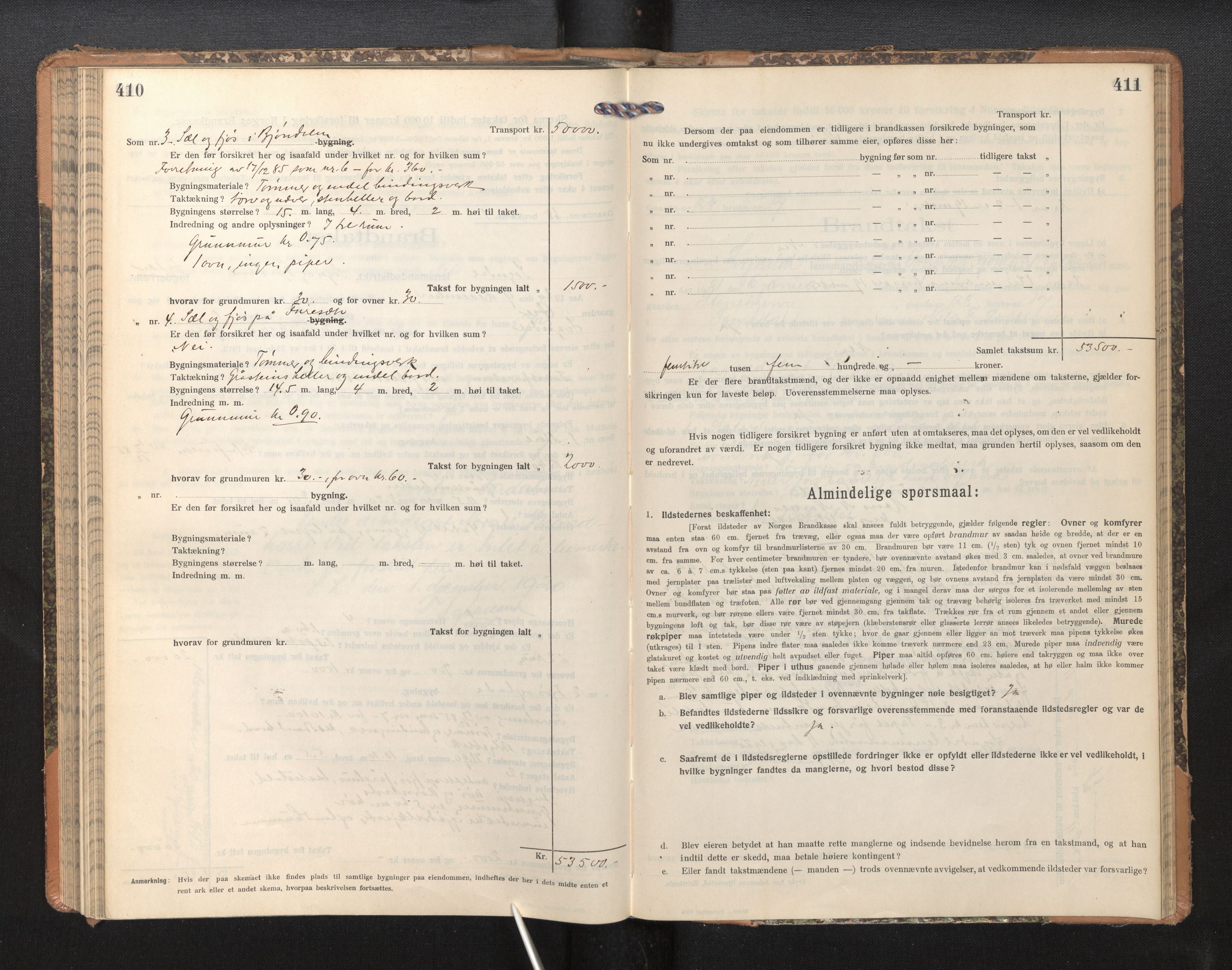 Lensmannen i Sogndal, AV/SAB-A-29901/0012/L0011: Branntakstprotokoll, skjematakst, 1914-1922, s. 410-411