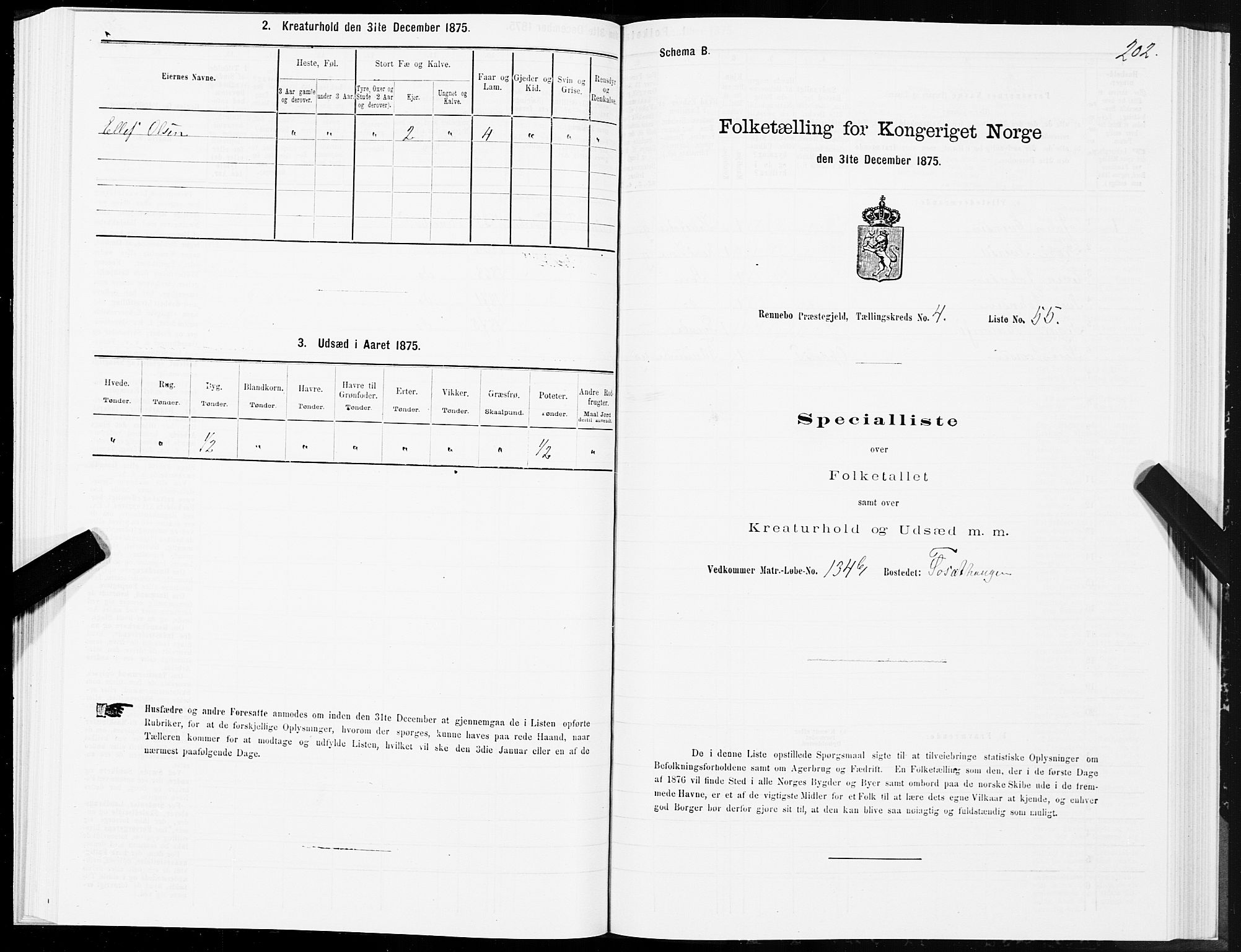 SAT, Folketelling 1875 for 1635P Rennebu prestegjeld, 1875, s. 2202