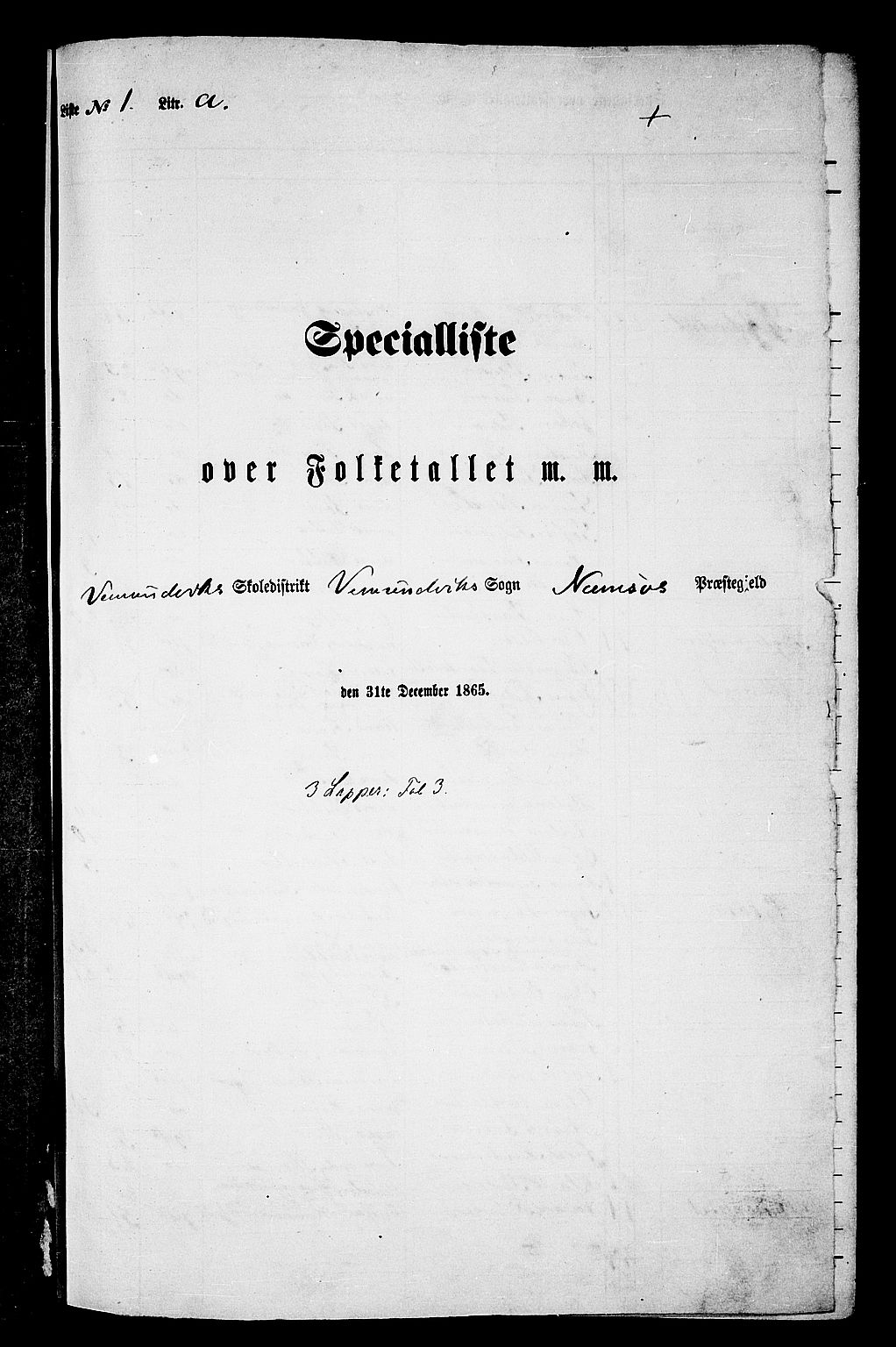 RA, Folketelling 1865 for 1745L Namsos prestegjeld, Vemundvik sokn og Sævik sokn, 1865, s. 9