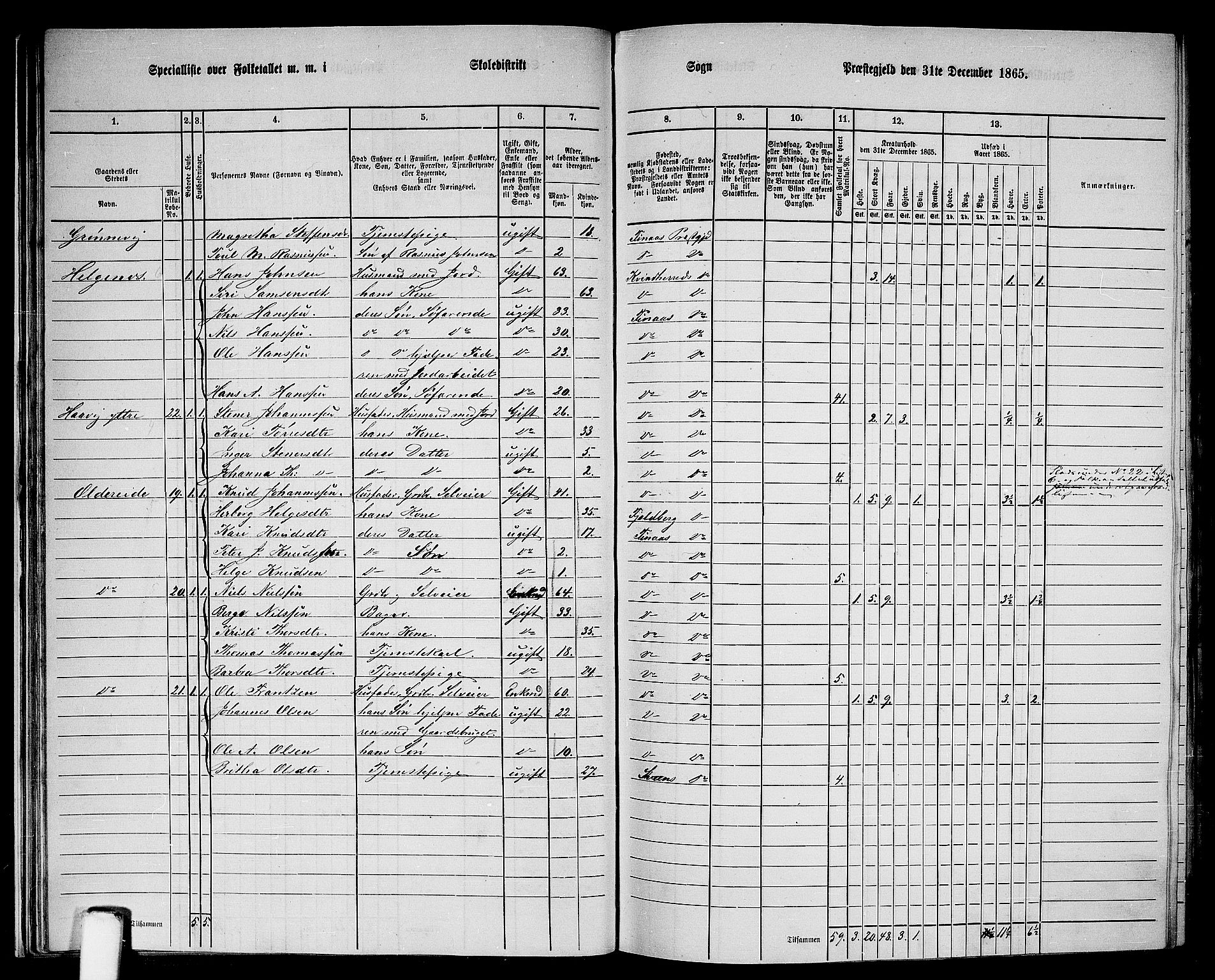 RA, Folketelling 1865 for 1218P Finnås prestegjeld, 1865, s. 23