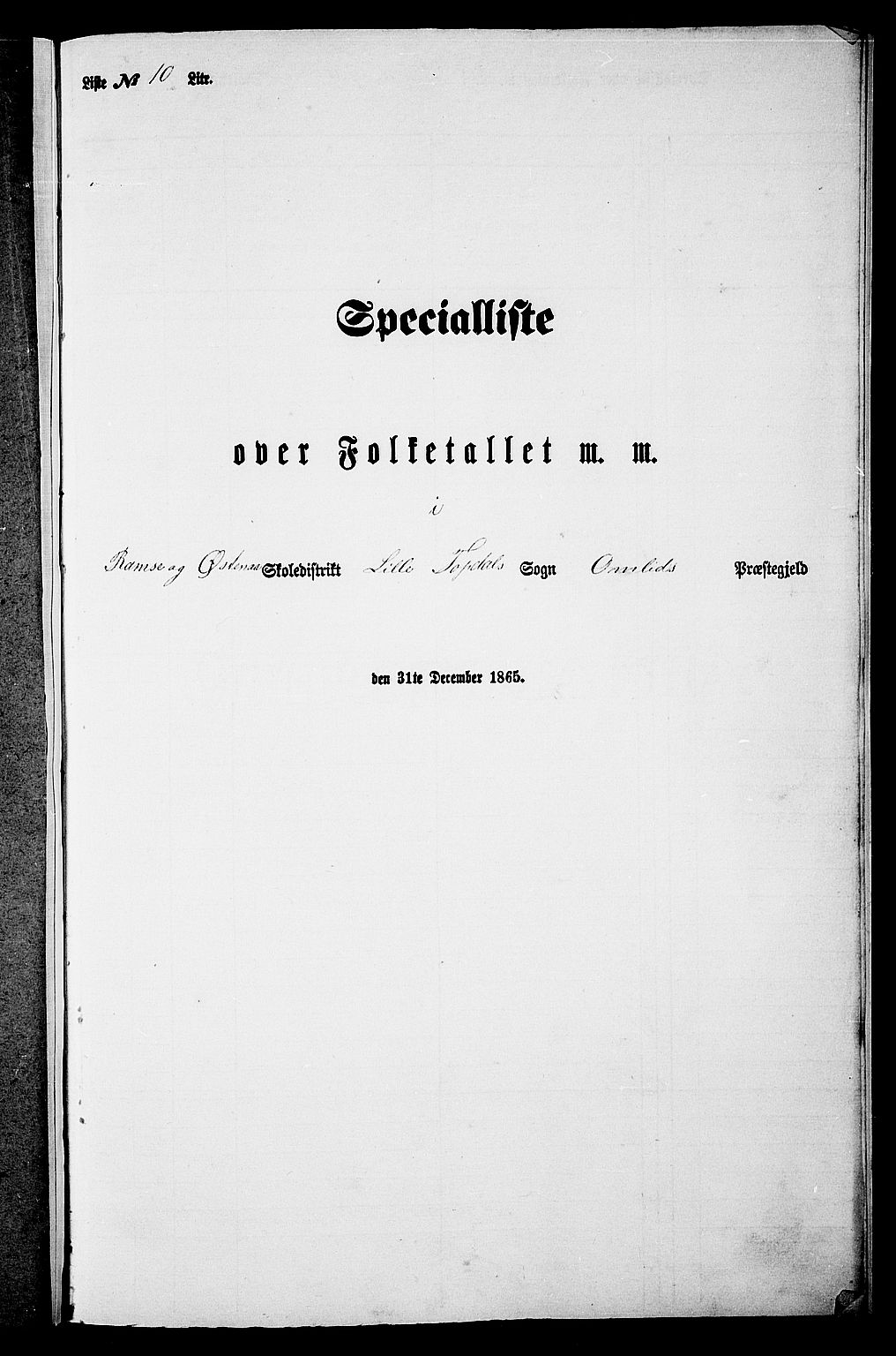 RA, Folketelling 1865 for 0929P Åmli prestegjeld, 1865, s. 109