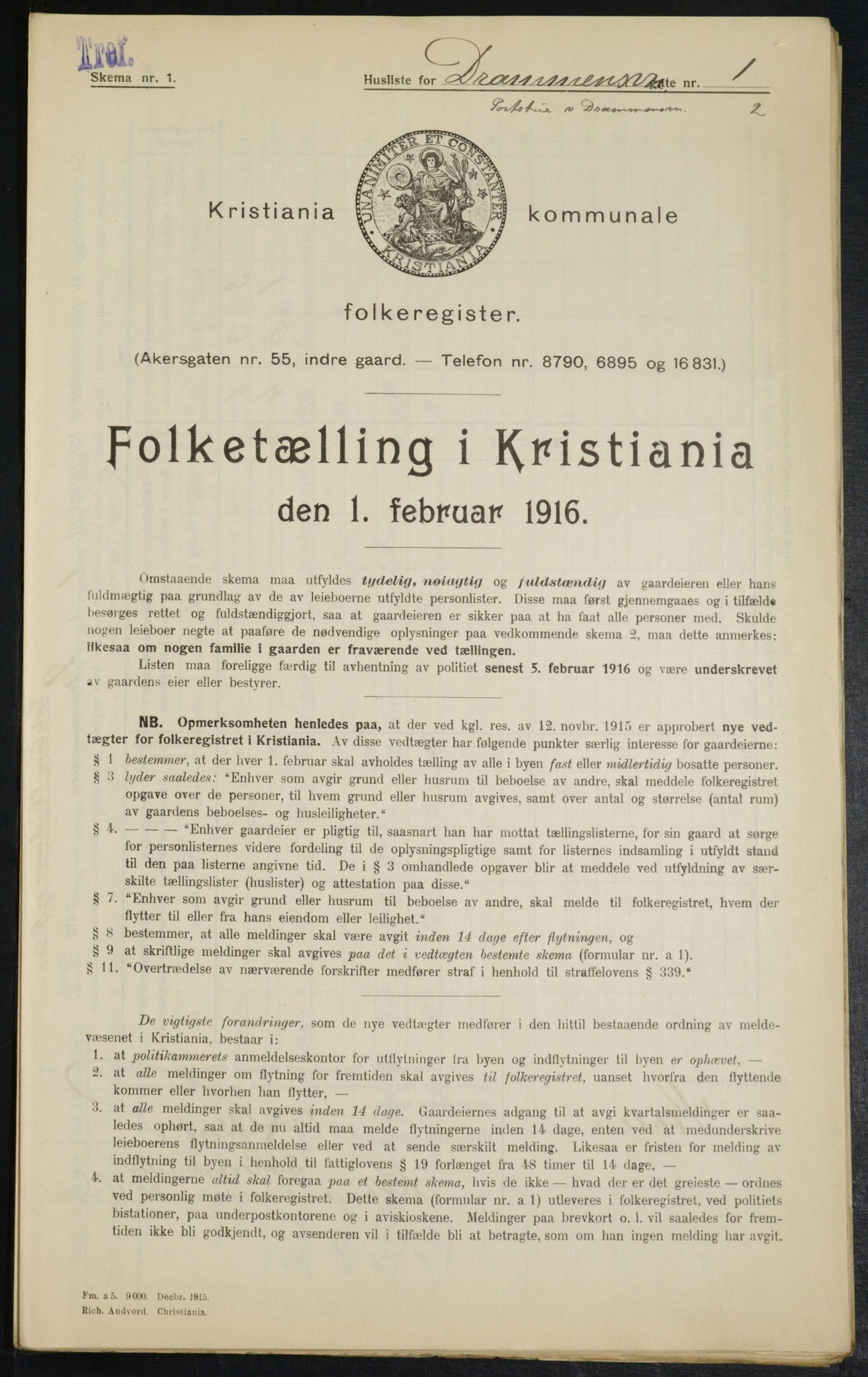 OBA, Kommunal folketelling 1.2.1916 for Kristiania, 1916, s. 16333