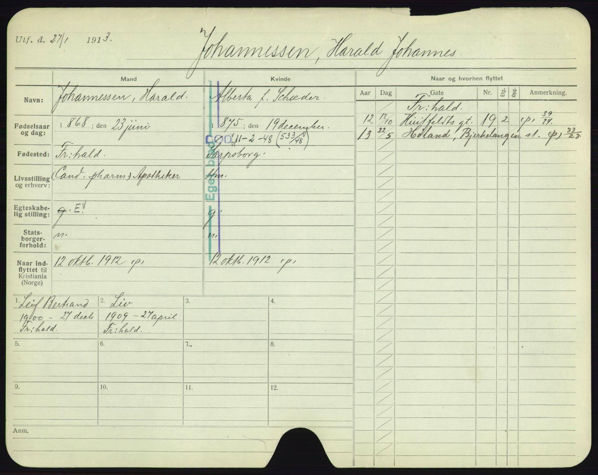 Oslo folkeregister, Registerkort, AV/SAO-A-11715/F/Fa/Fac/L0005: Menn, 1906-1914, s. 530a