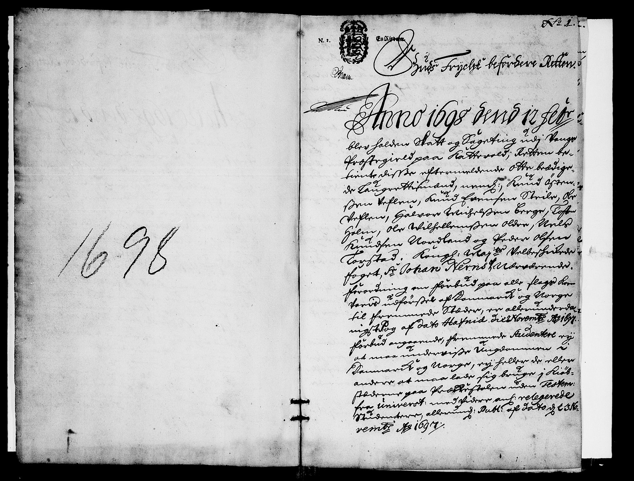 Hadeland, Land og Valdres sorenskriveri, SAH/TING-028/G/Gb/L0036: Tingbok, 1698, s. 0b-1a