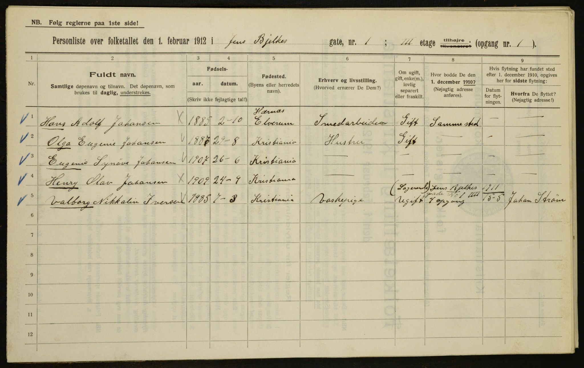 OBA, Kommunal folketelling 1.2.1912 for Kristiania, 1912, s. 45773