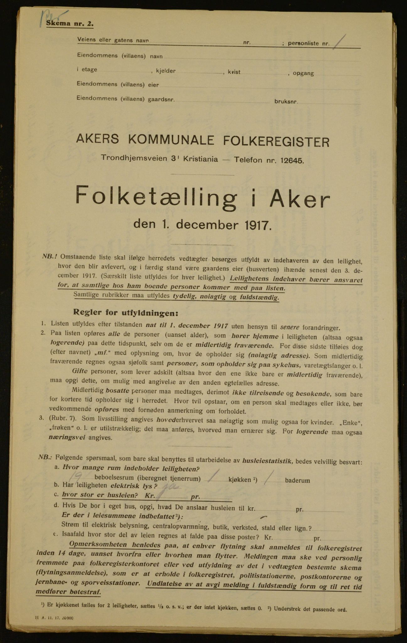 OBA, Kommunal folketelling 1.12.1917 for Aker, 1917, s. 4268