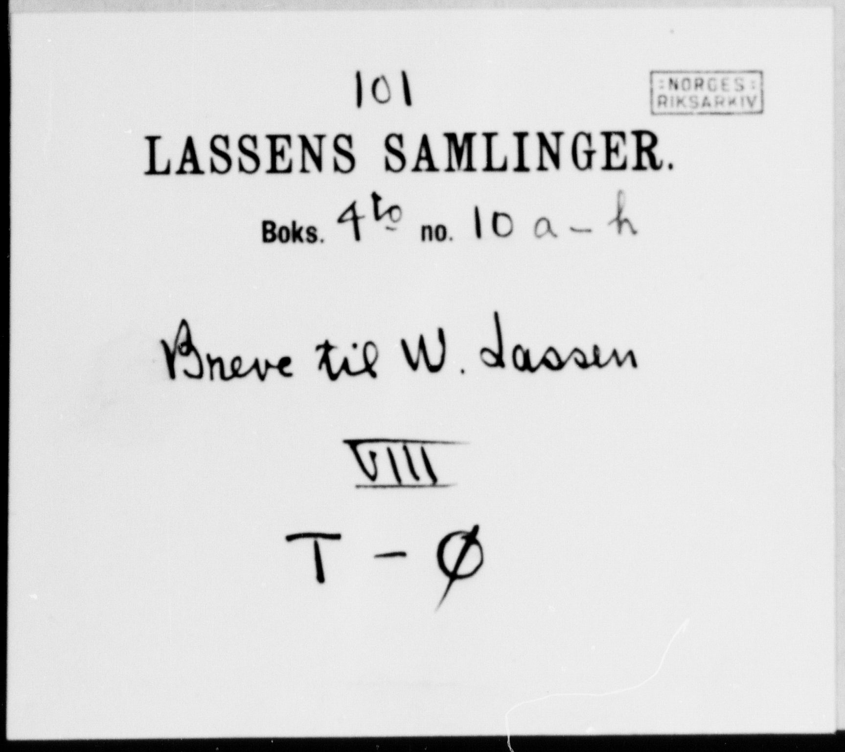 Lassens samlinger, RA/PA-0051/G, s. 1